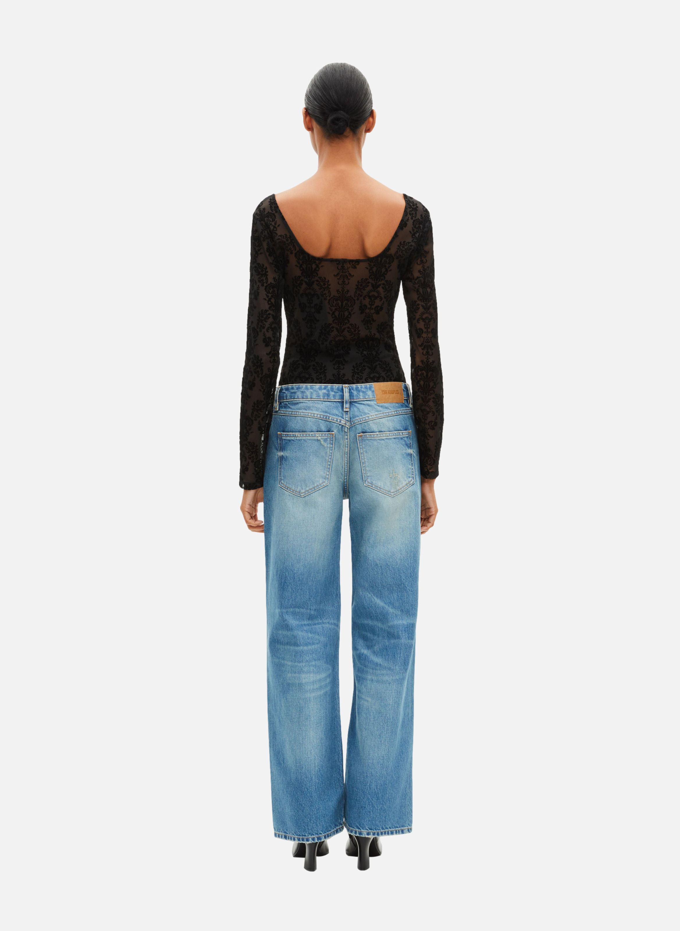 Mesh body with flocking THE KOOPLES Black