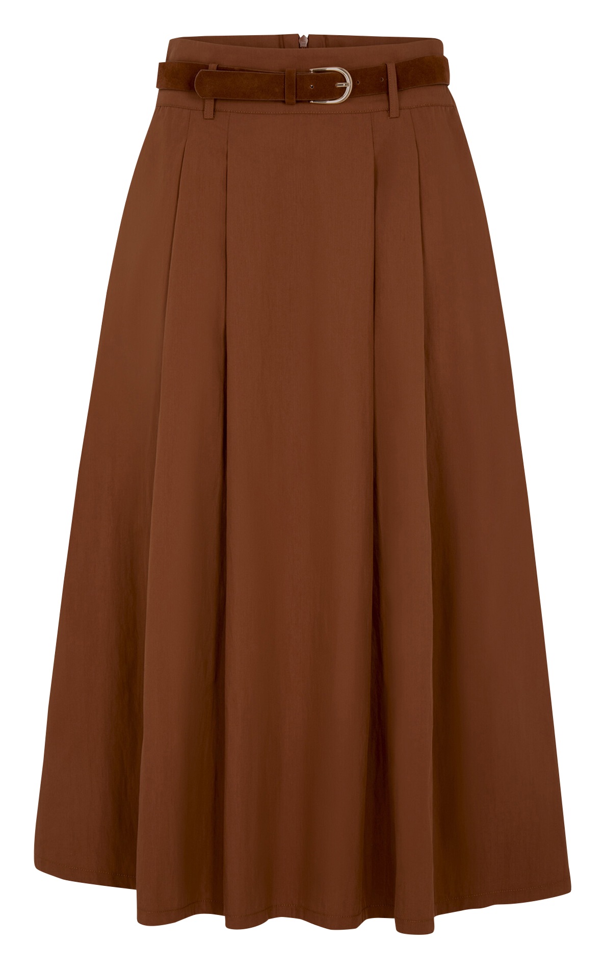 Flared Maxi Skirt with Belt MORGAN Brown