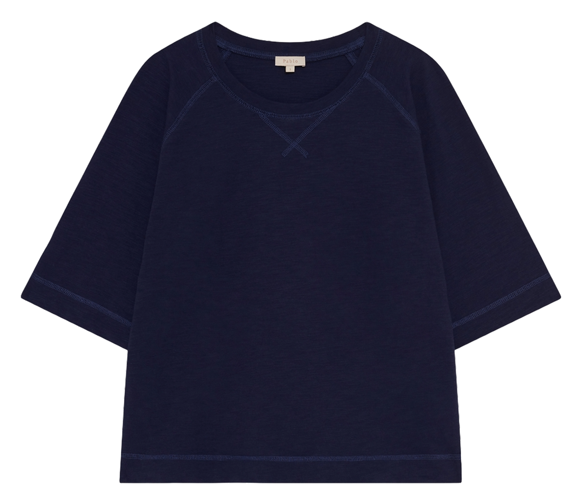 Tee-shirt oversize col rond en coton PABLO Bleu