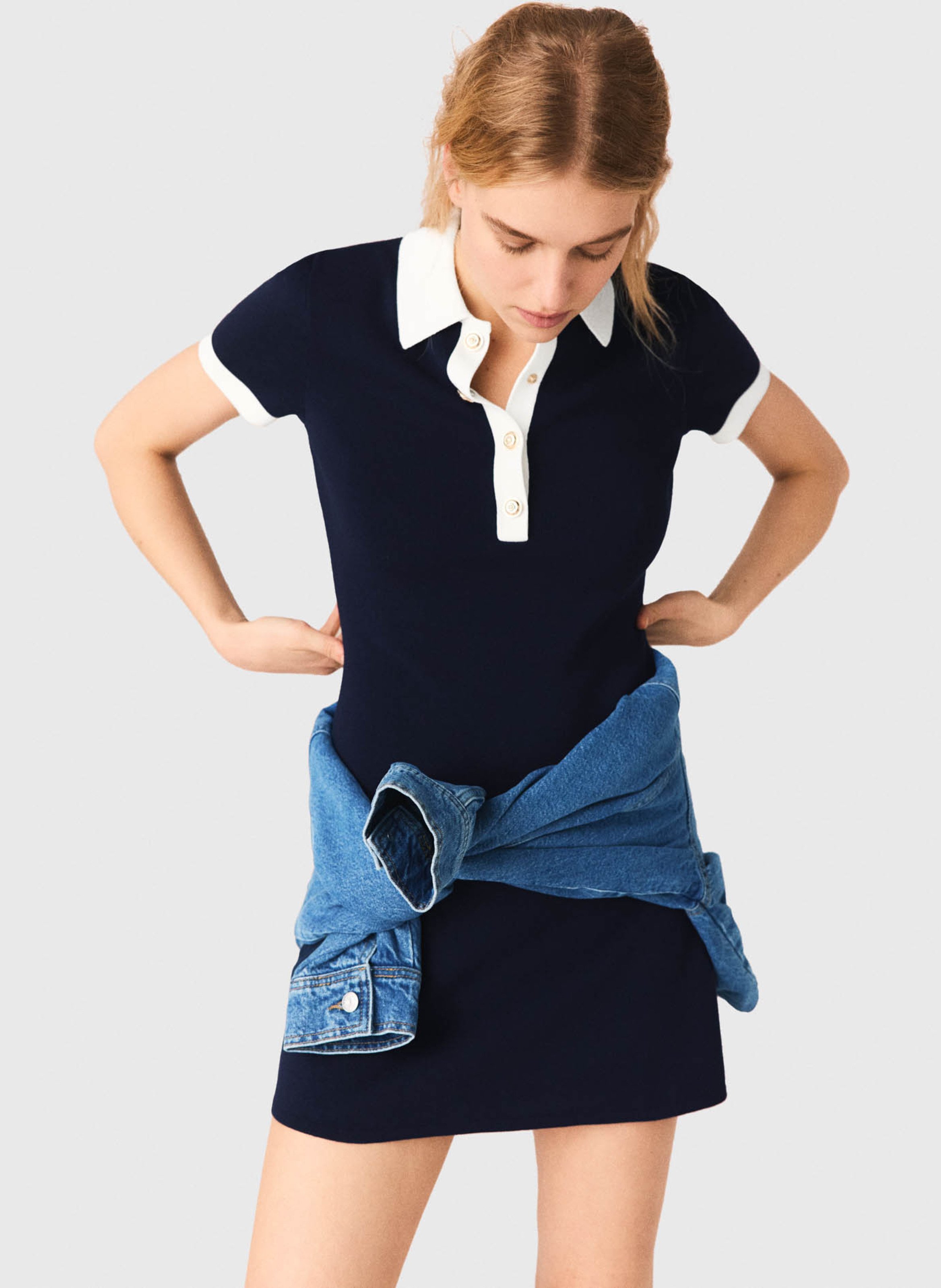 Robe courte en coton mélangé MAJE Bleu