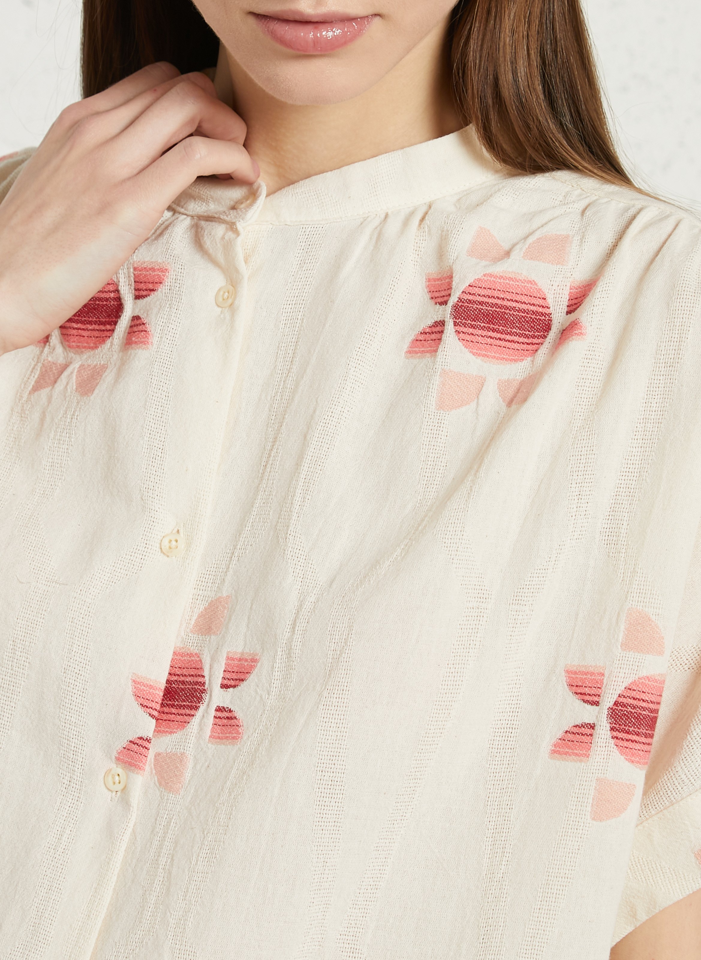 Weite Bluse aus Baumwoll-Mix mit Mao-Kragen SACRECOEUR Mehrfarbig