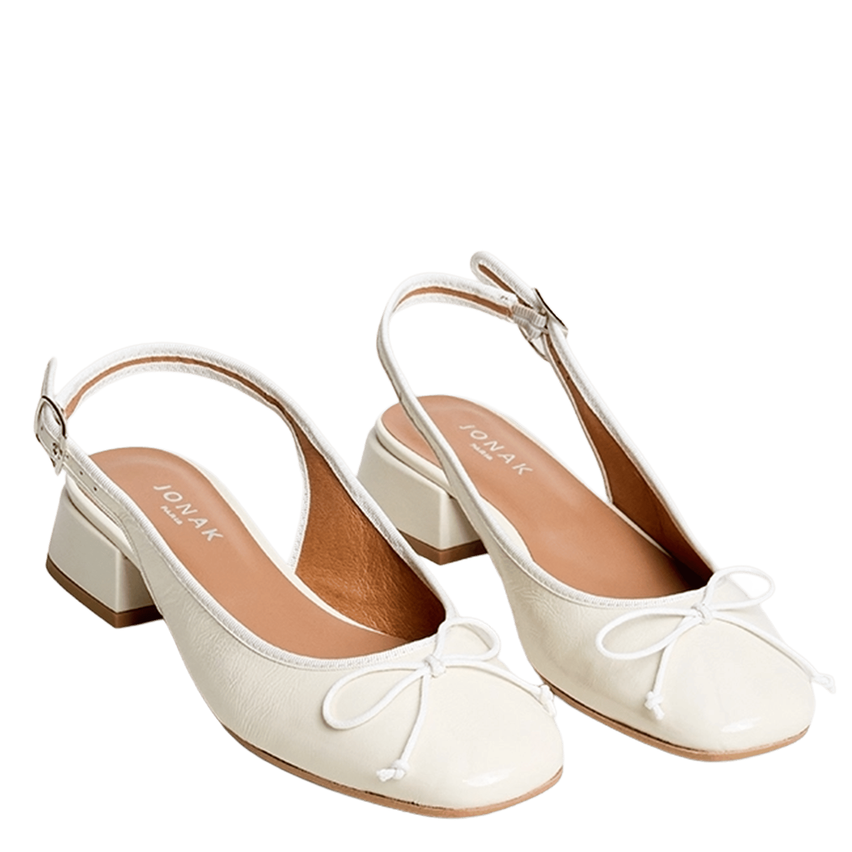 Ballerines slingbacks en cuir vernis JONAK Blanc