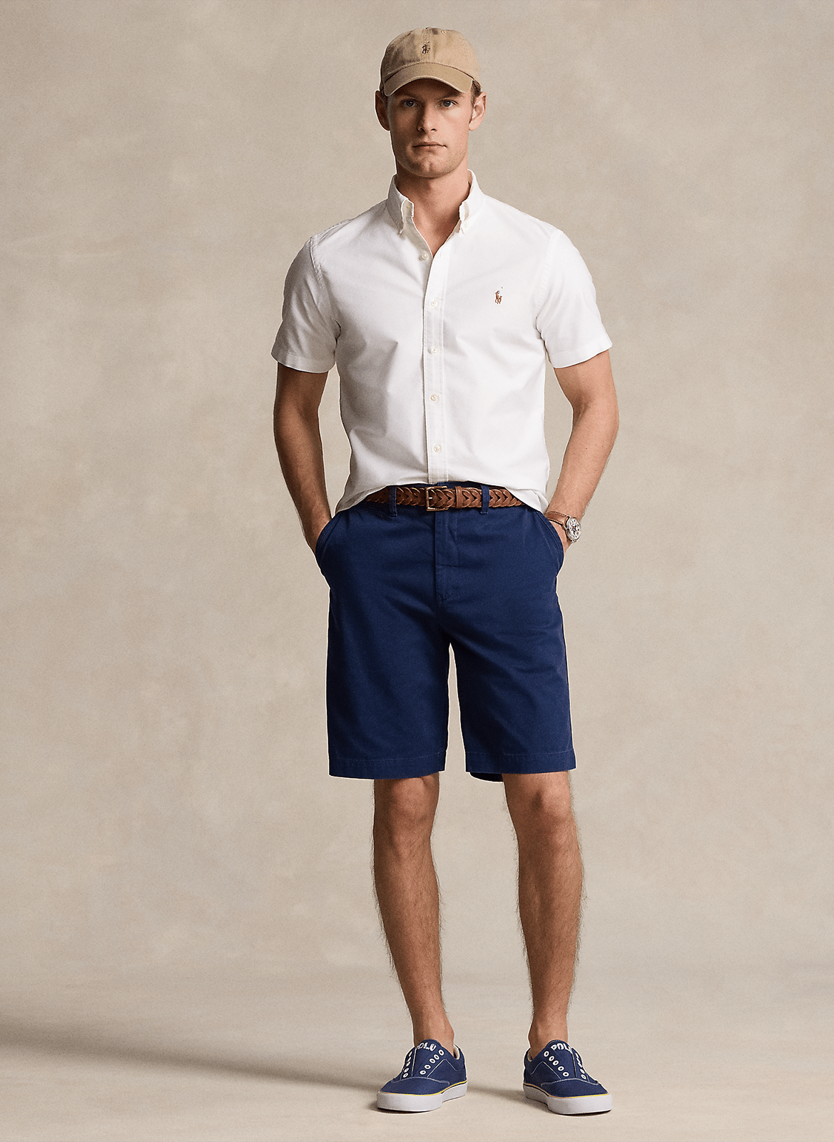 Chemise col américain slim-fit en coton POLO RALPH LAUREN Blanc