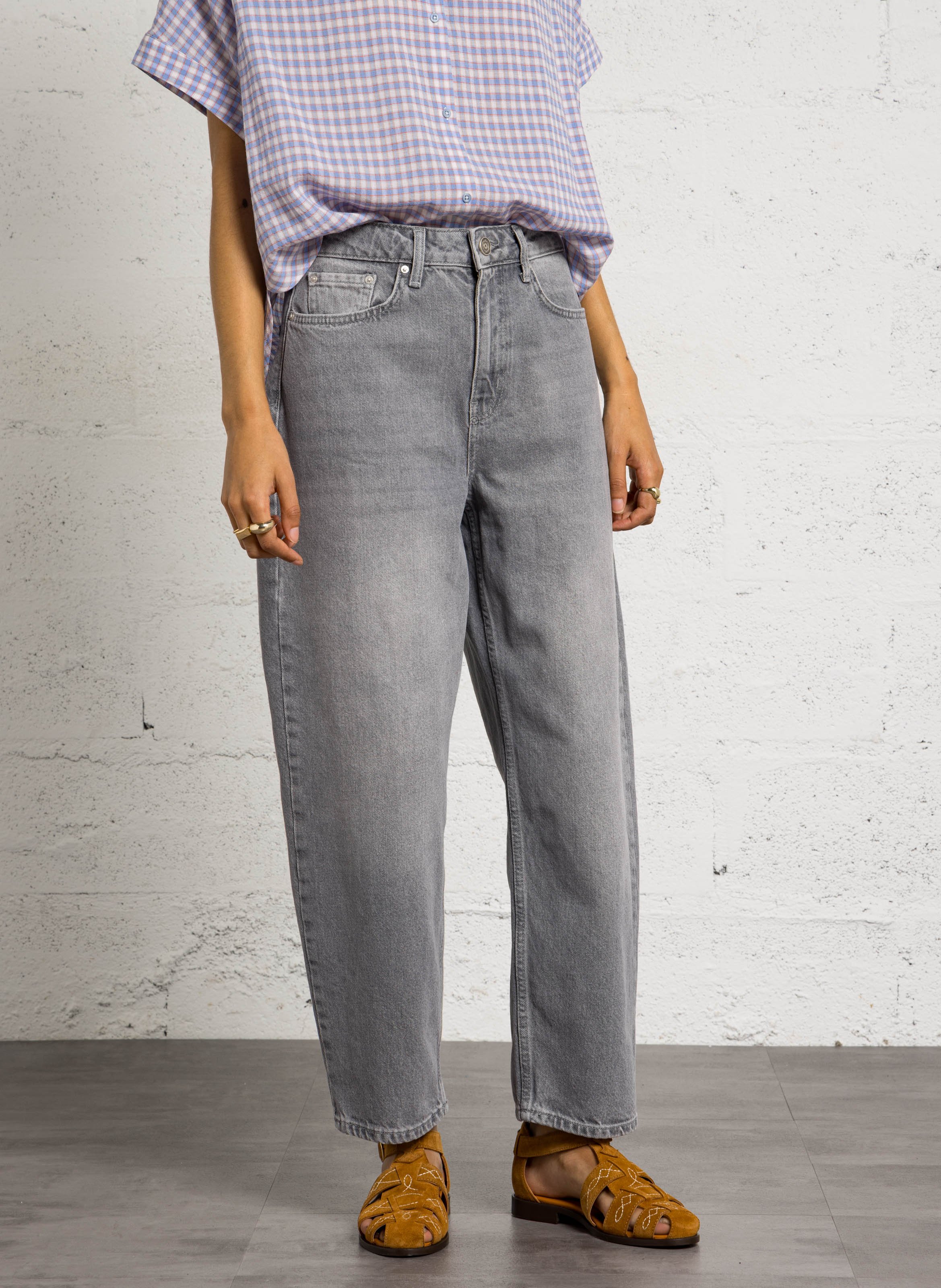 Jean mom-fit en coton SUD EXPRESS Gris