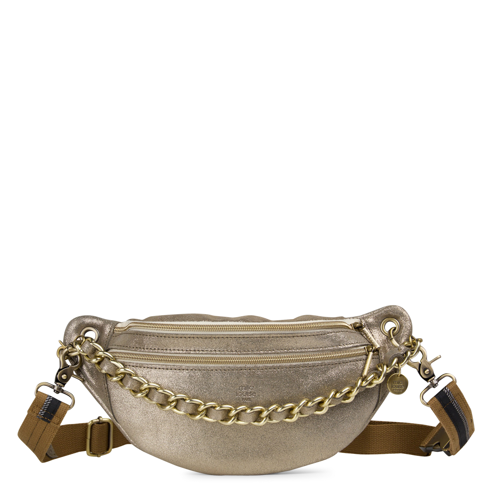 Schultertasche aus Leder mit Metallic-Effekt MILA LOUISE