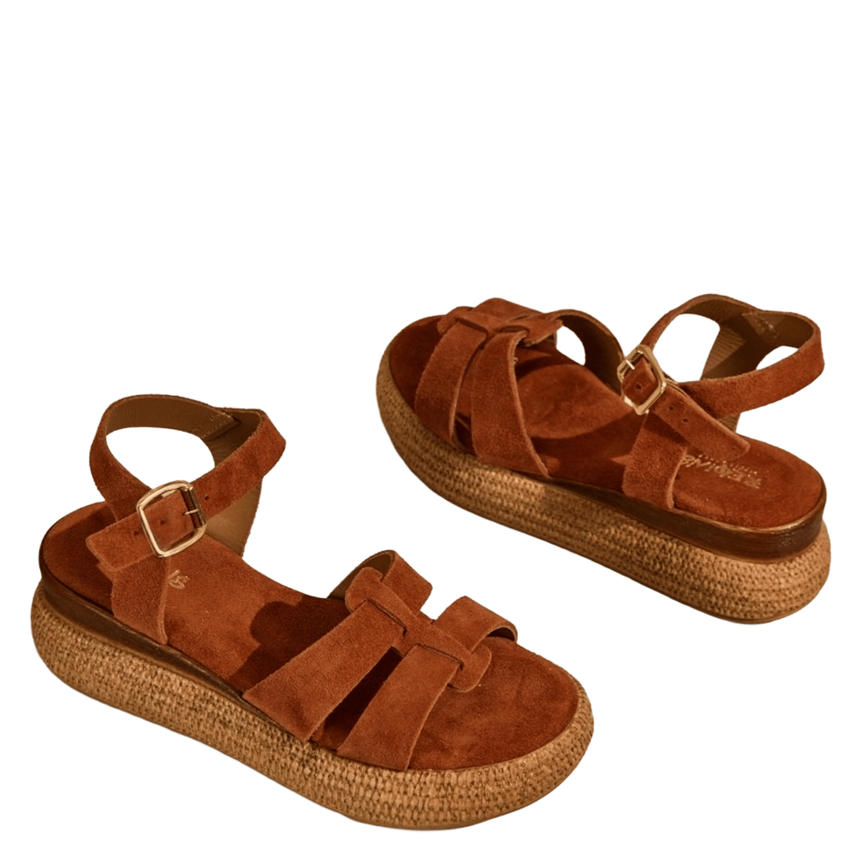 Veloursleder-Sandalen mit Keilabsatz REQINS