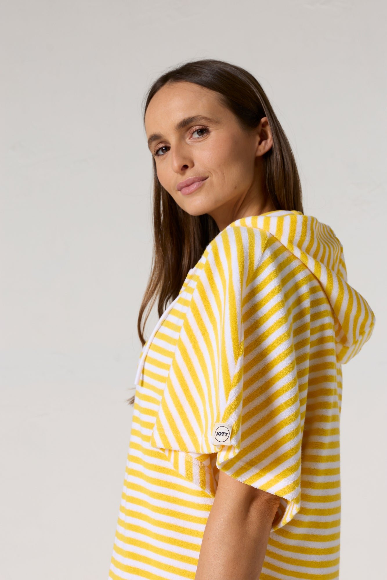 Robe éponge à capuche pearl stripe JOTT Jaune