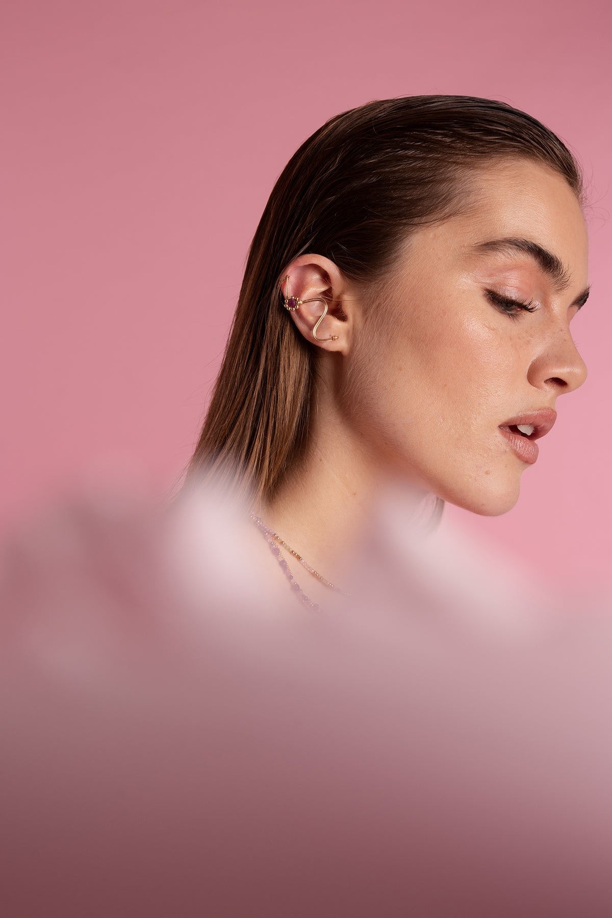 Bijou d'oreille daisy - rubis YAY Rose