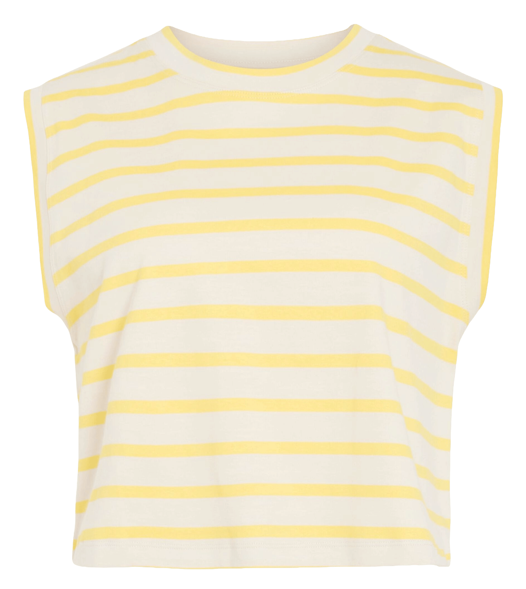 Gestreepte mouwloze biologisch katoenen T-shirt ROUGE EDIT Geel