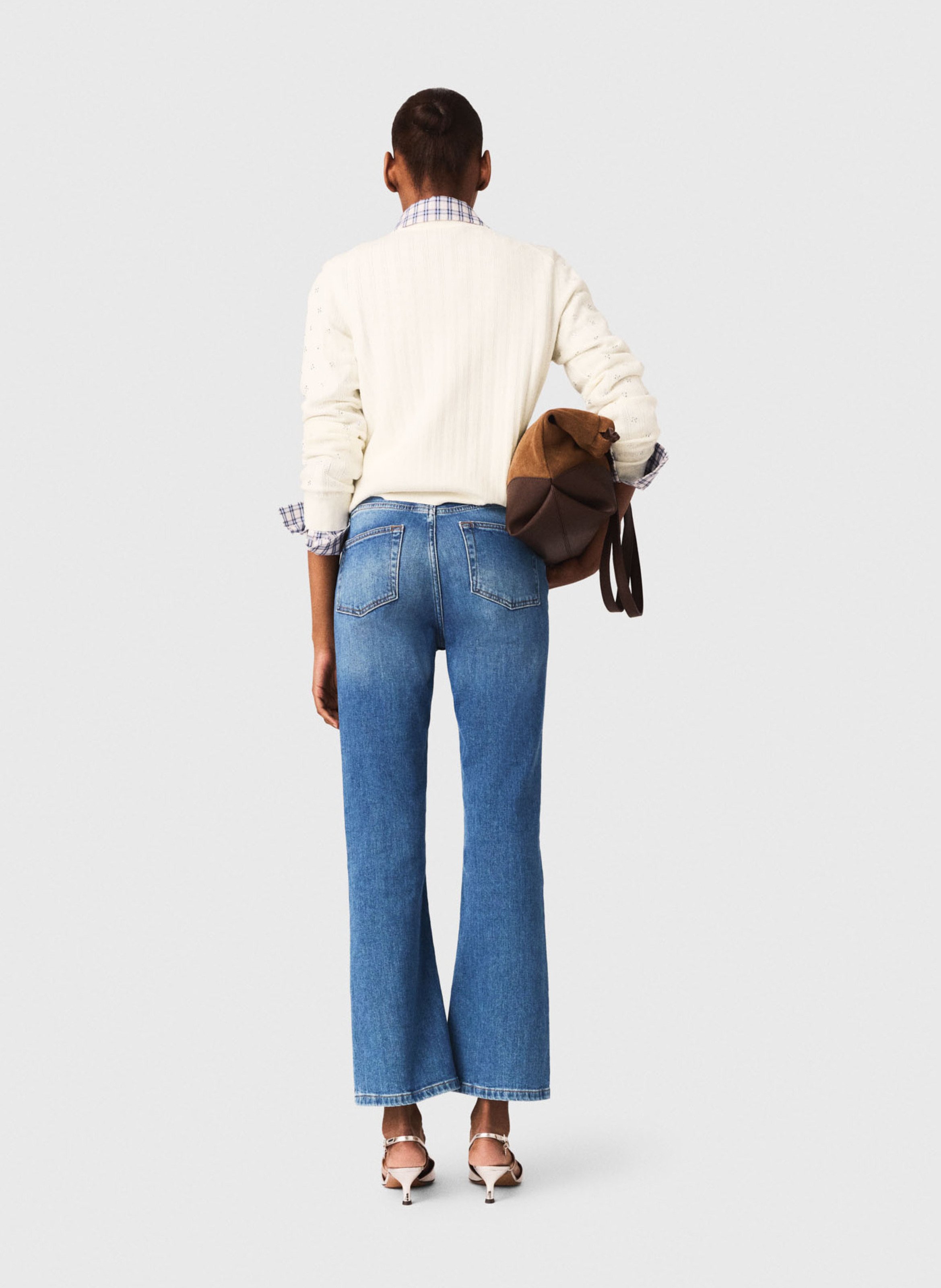 Cropped cotton-blend jeans | Blue MAJE Women