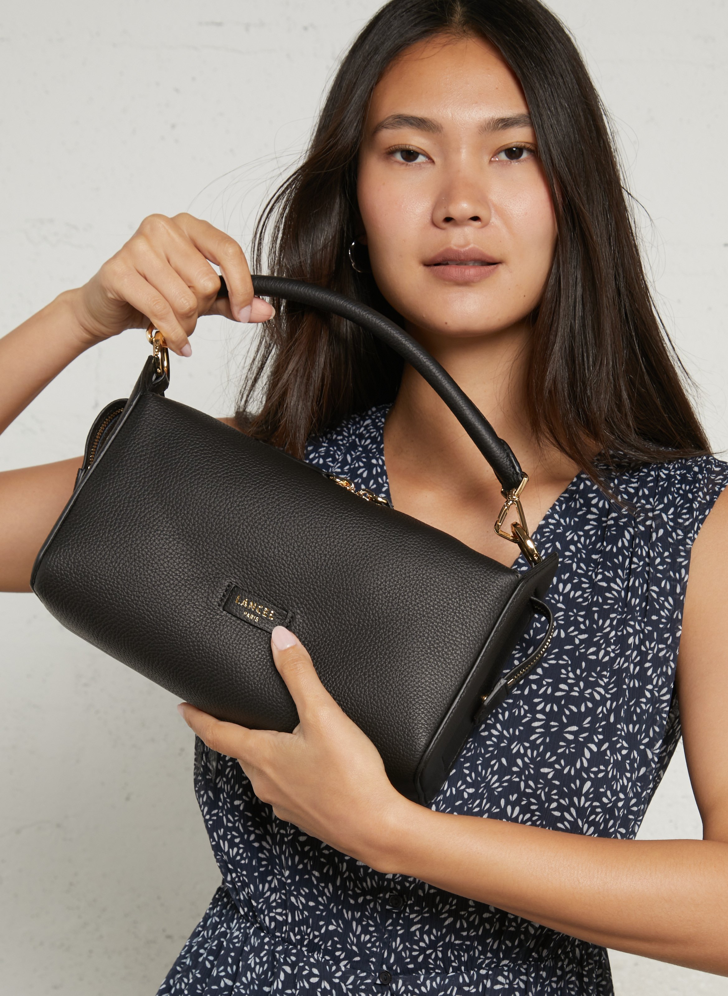 Gefütterte Hobo-Tasche aus genarbtem Leder LANCEL Schwarz