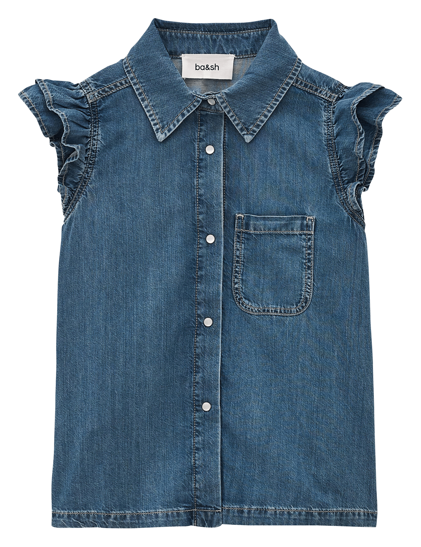 Ärmellose Jeansbluse mit Knopfleiste BA&SH Blau