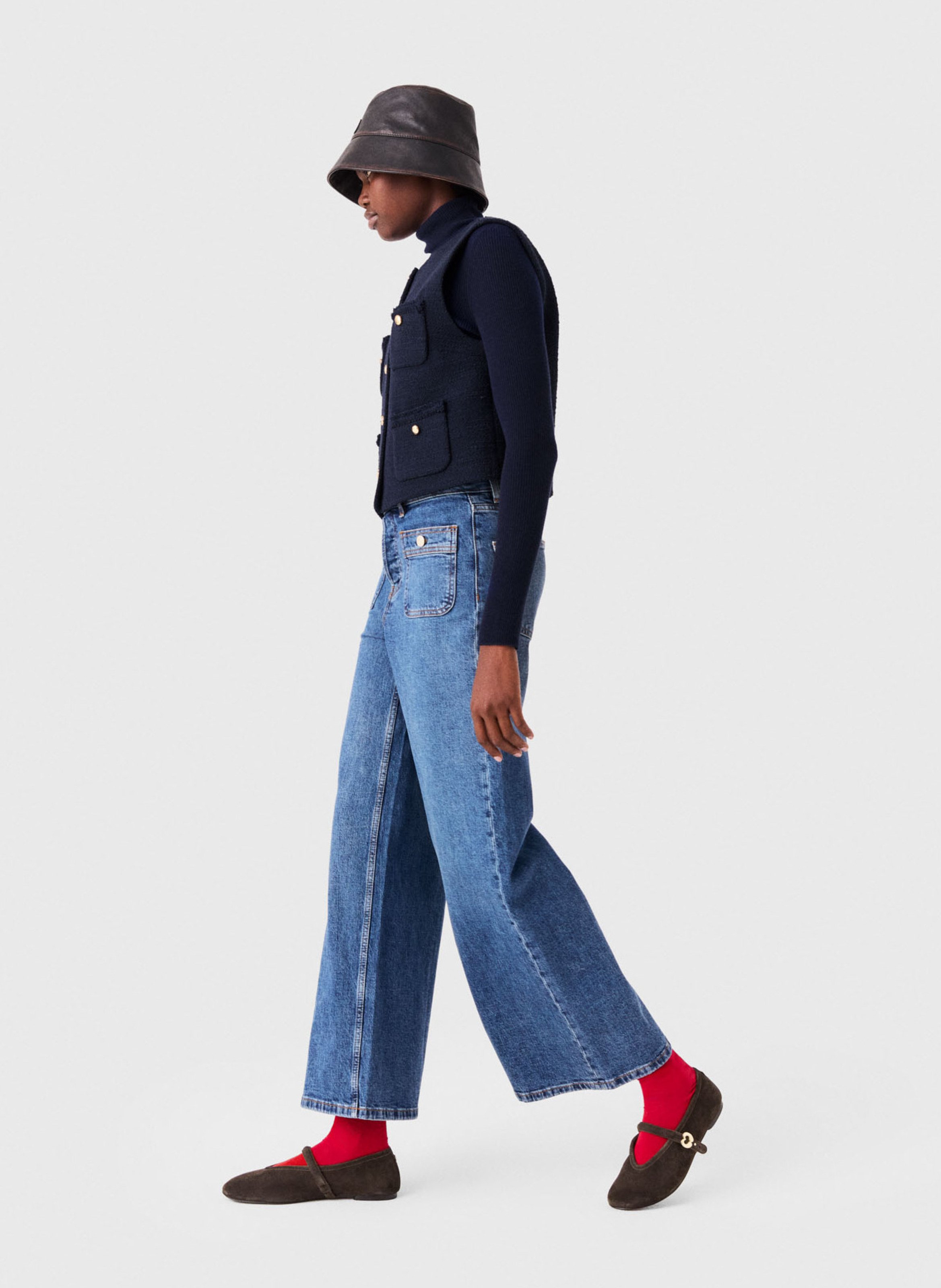Veste droite courte sans manches MAJE Bleu