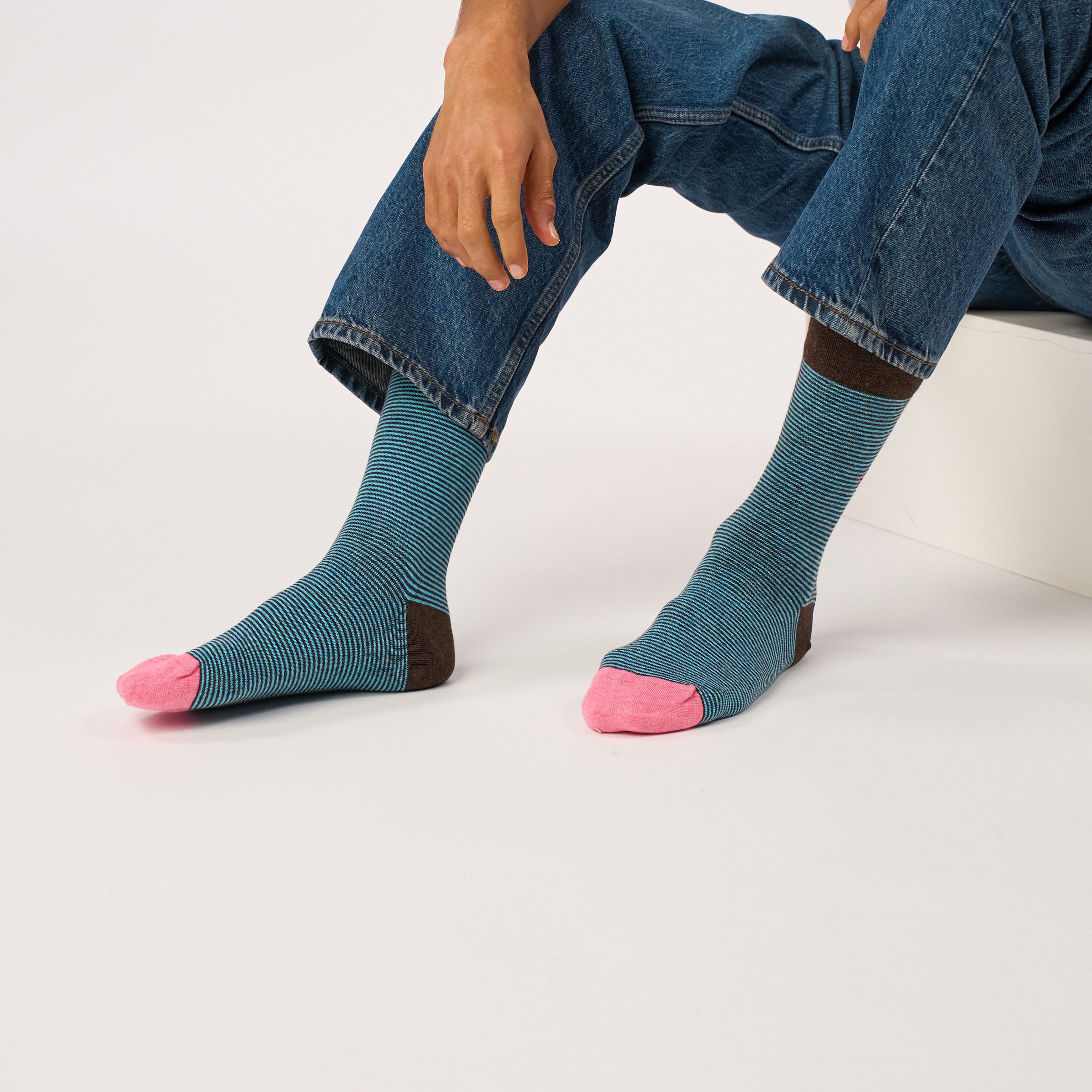 Combed cotton striped socks | Blue BILLYBELT Men