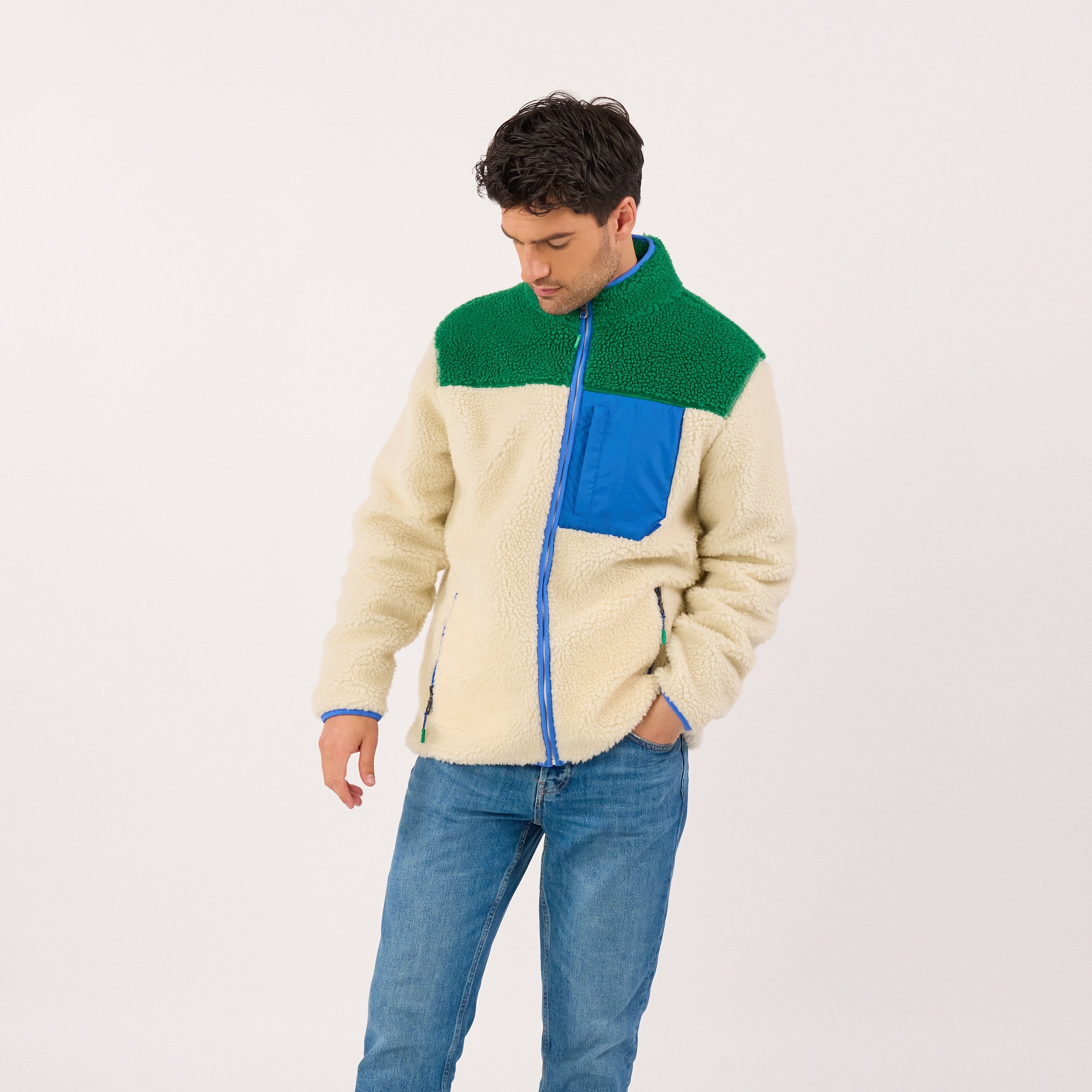 Sherpa zip-up jacket | Beige BILLYBELT Men
