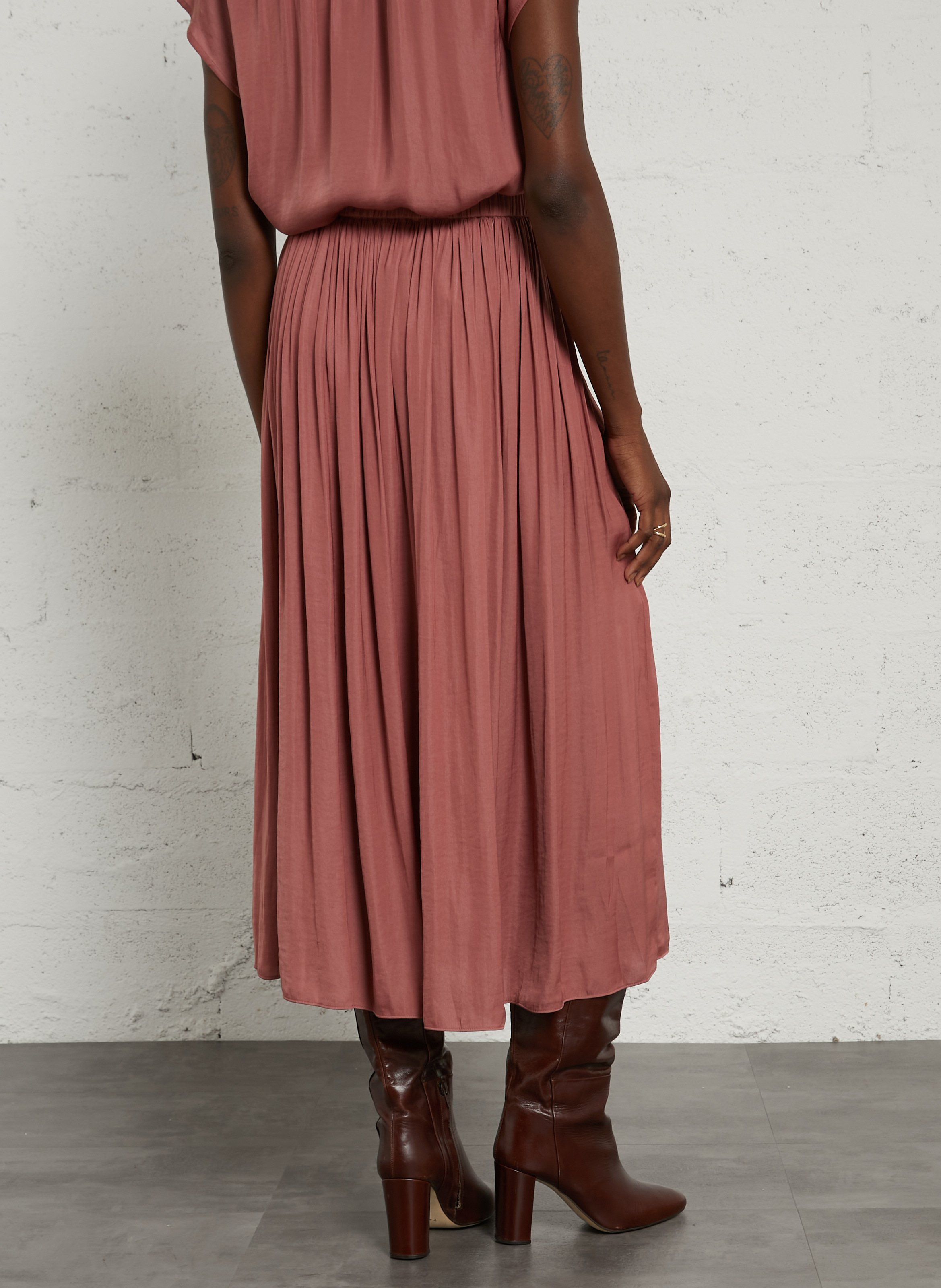 High-waisted fluid midi skirt MAISON 123 Pink