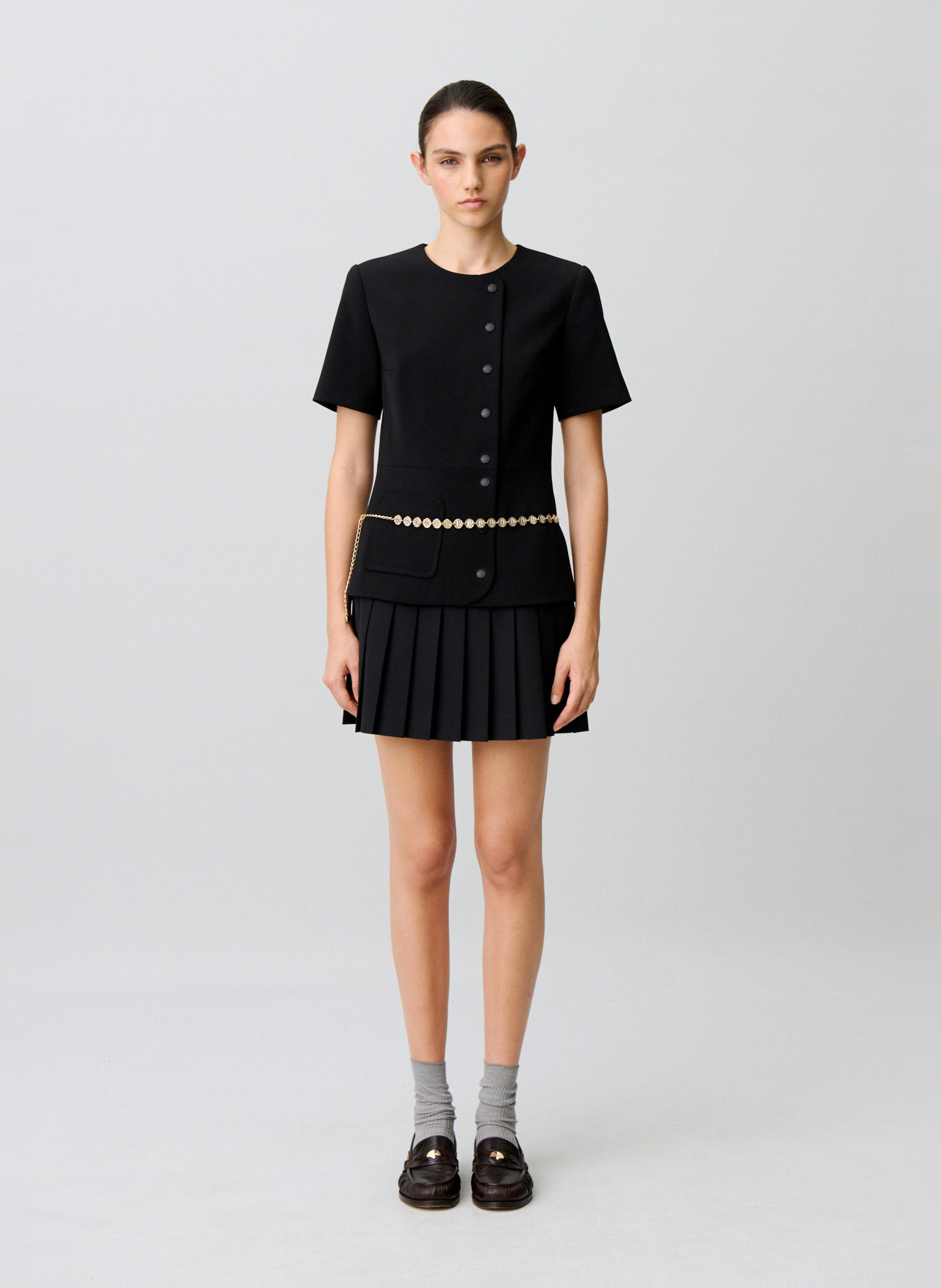 Plissé-jurk met ronde hals CLAUDIE PIERLOT Zwart