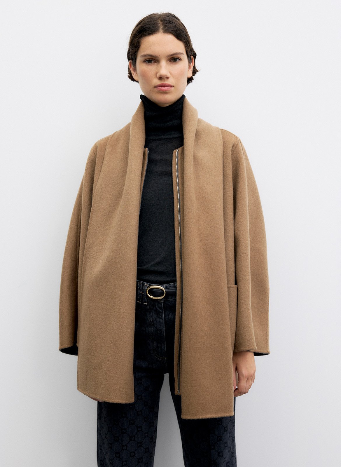 Weiter Mantel mit Wollschal GERARD DAREL Grau