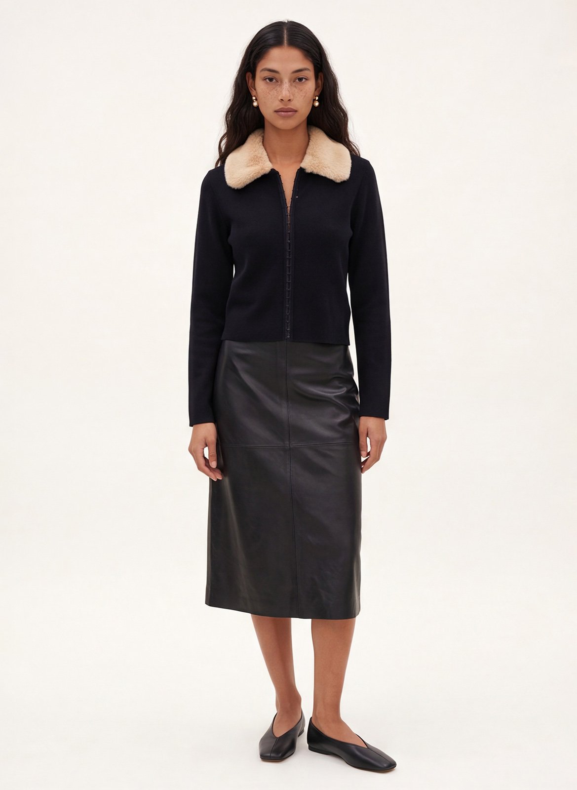 Recht gilet met kraag met imitatiebontlook KOOKAI Zwart