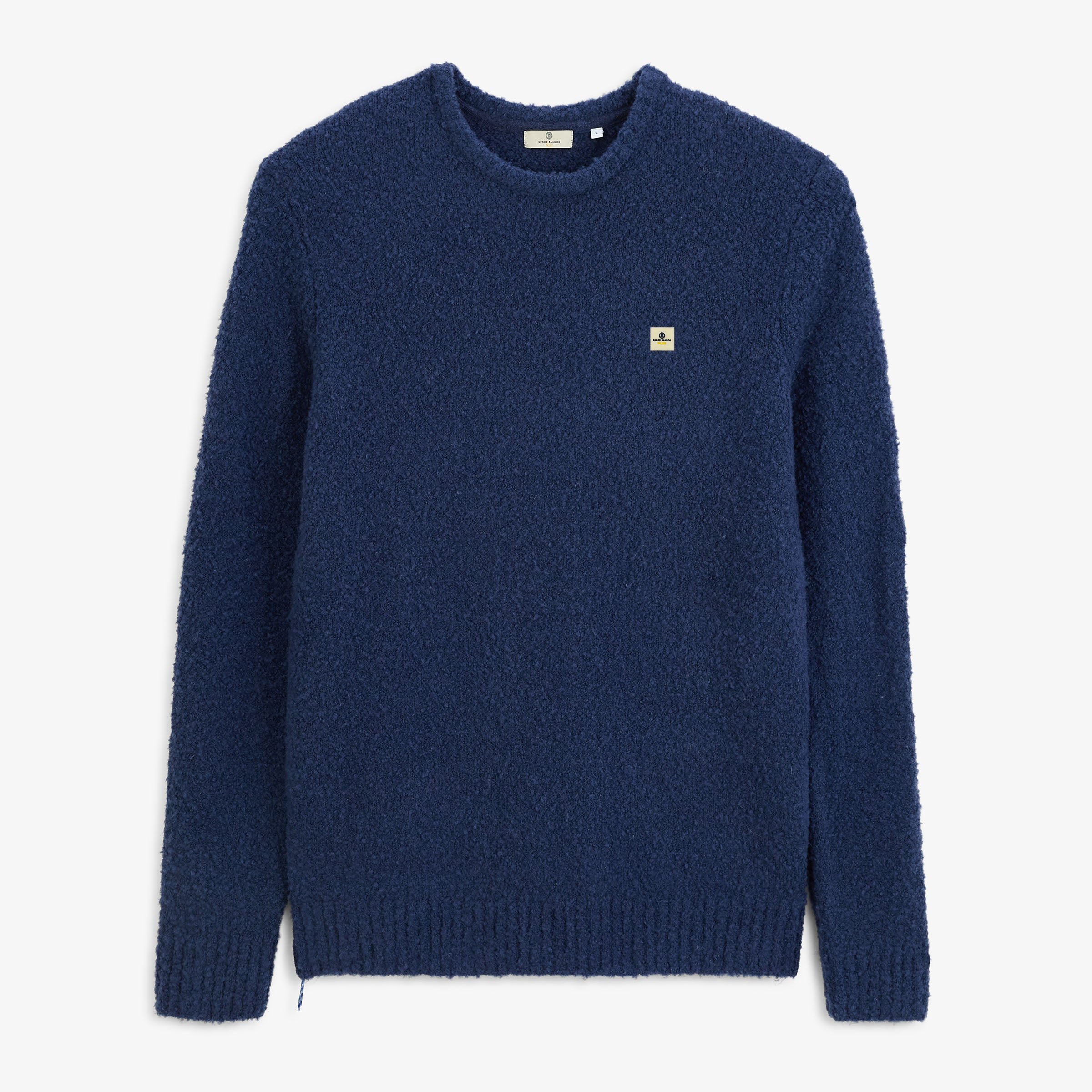 Murray indigo blue bouclé-effect wool crew-neck sweater SBPLAY SERGE BLANCO Blue