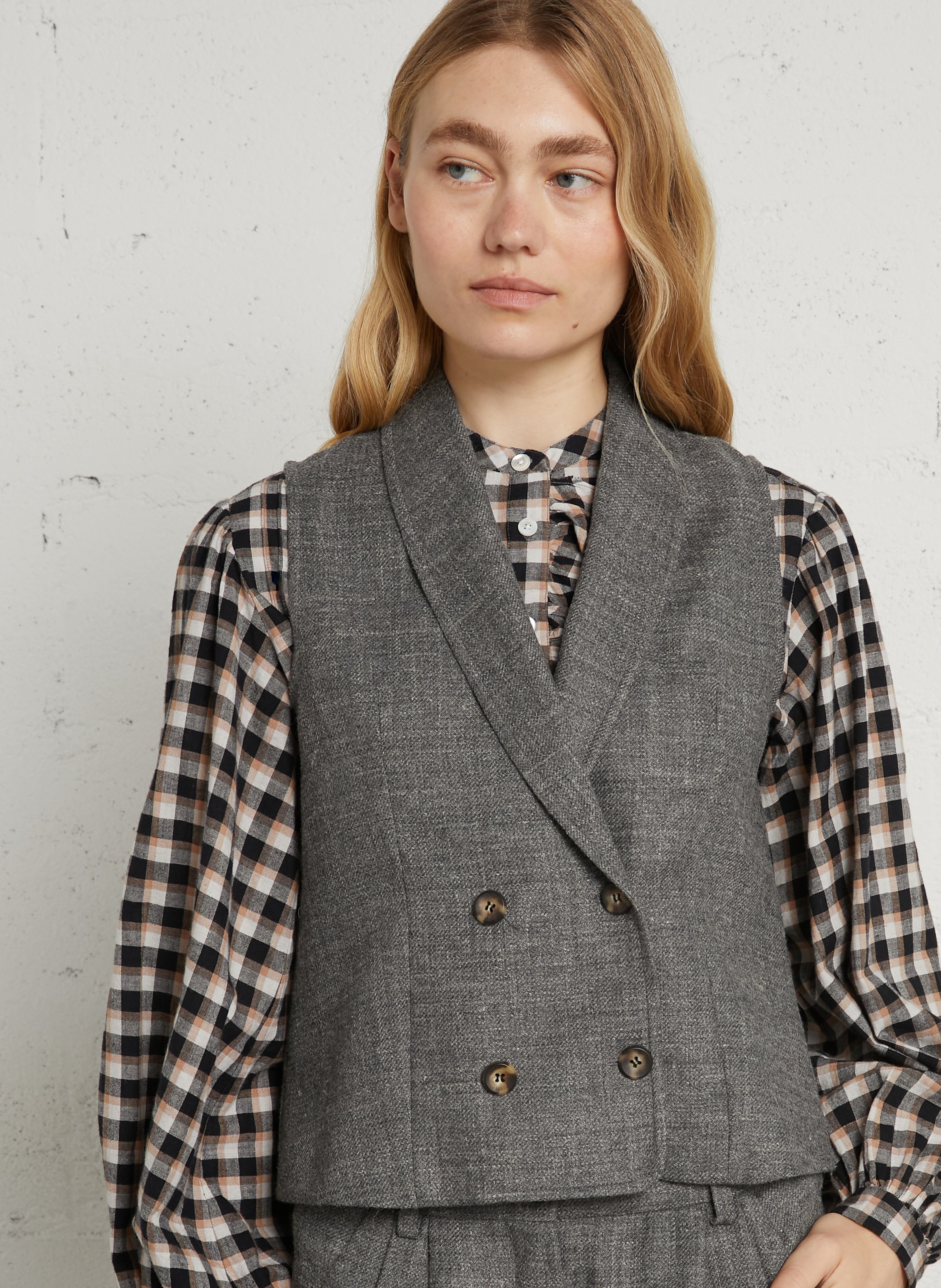 Gilet droit col châle DIEGA Gris