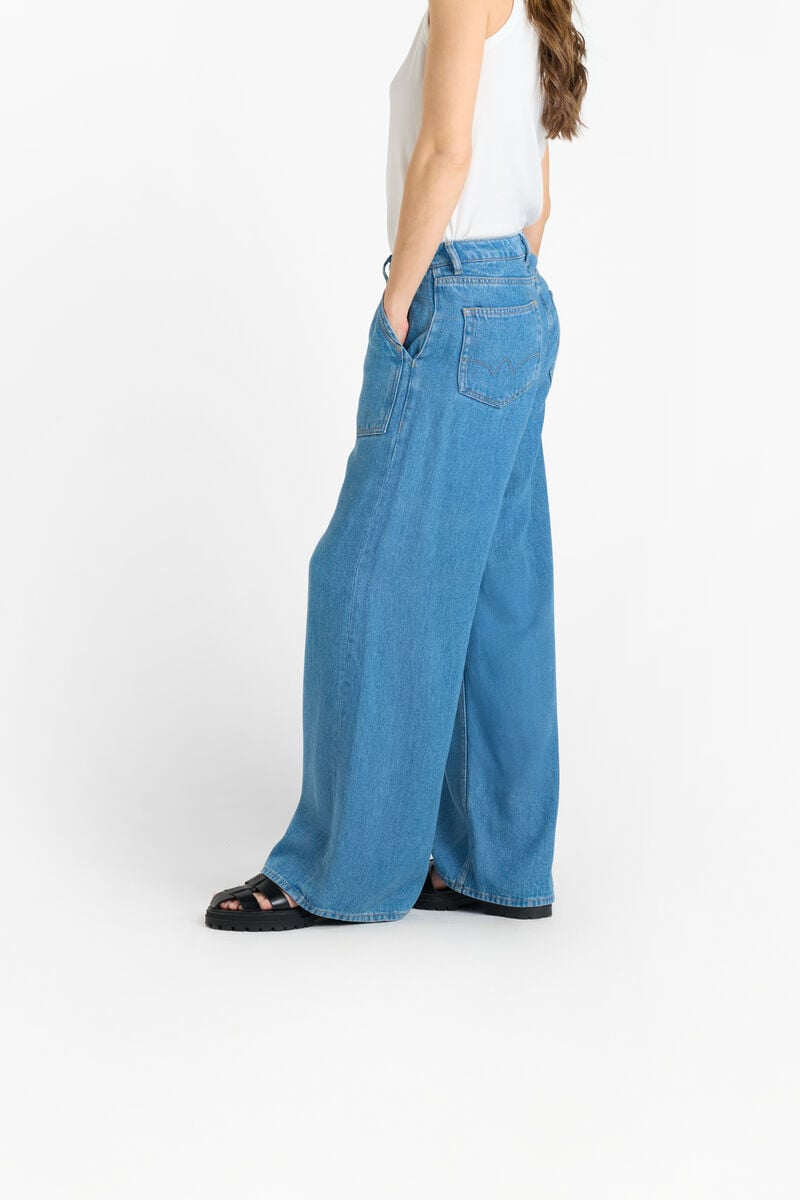 High-waisted loose-fit zip jeans LE TEMPS DES CERISES Blue
