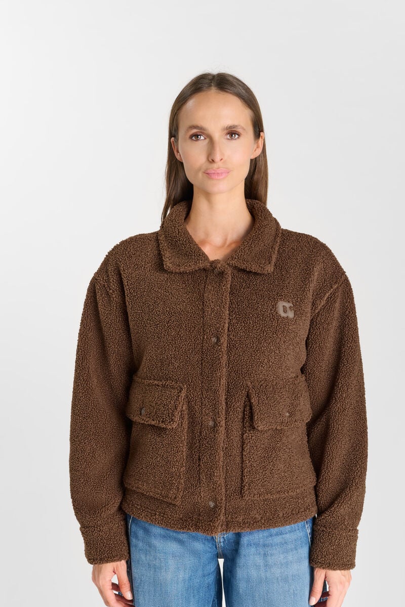 High-Neck Snap-Button Jacket LE TEMPS DES CERISES Brown