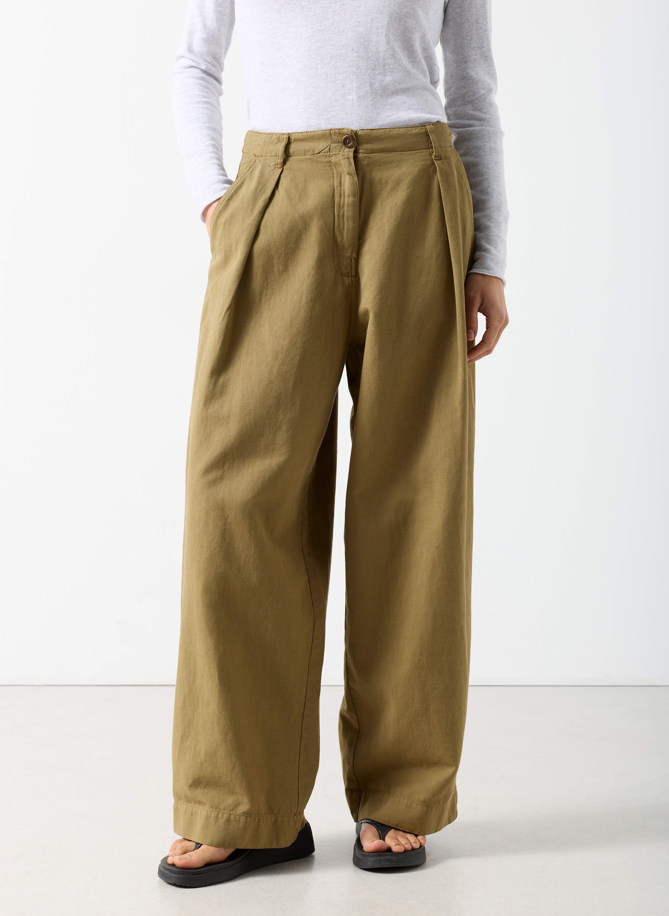Straight cotton and linen pants AMERICAN VINTAGE Brown