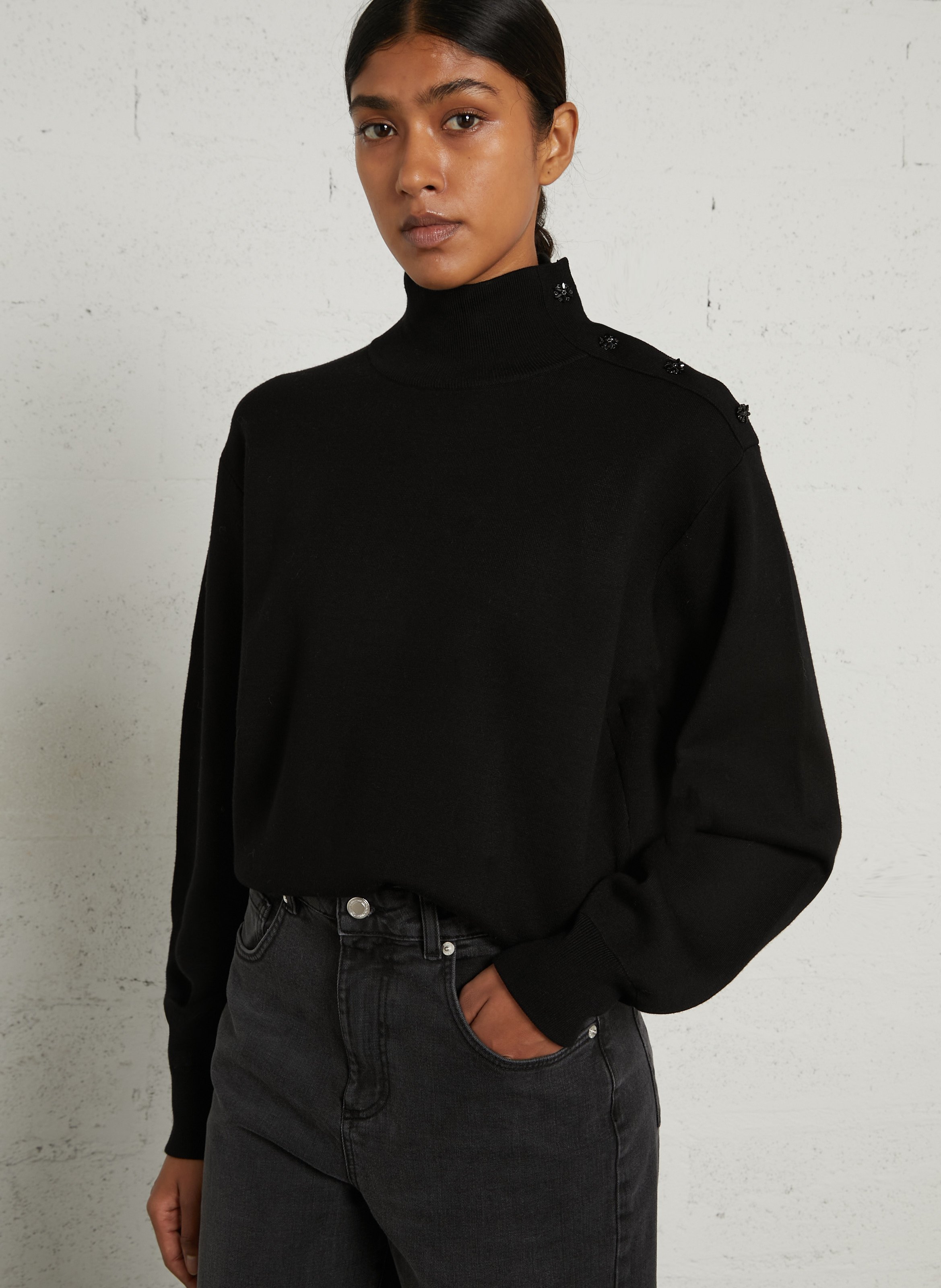 High-neck sweater with buttons IKKS Black