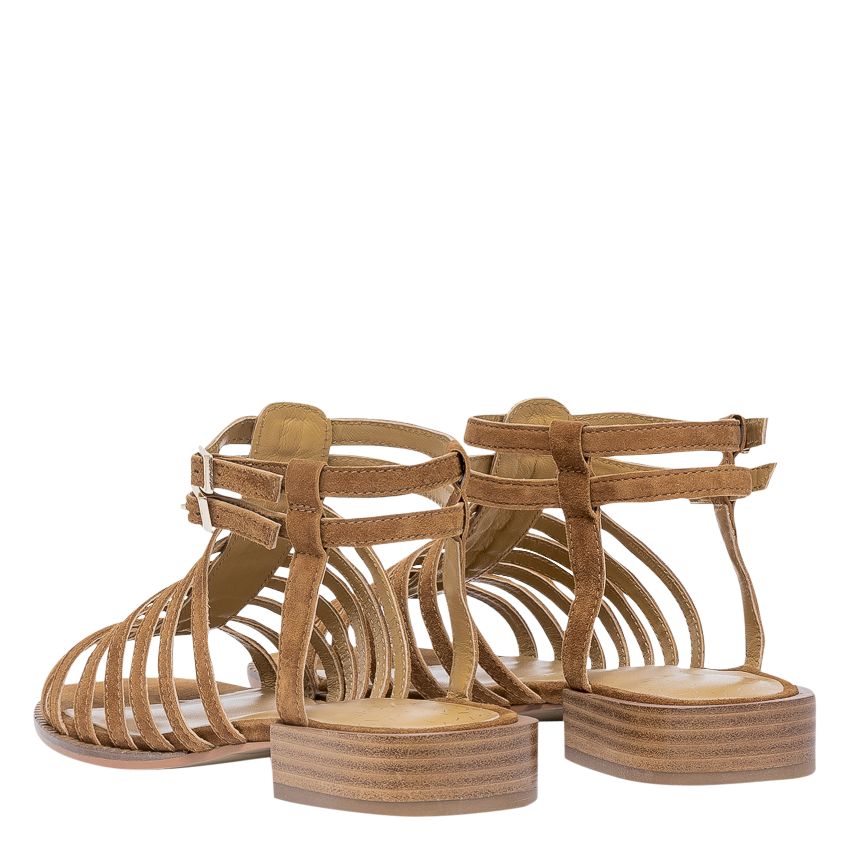 Platte, Leren Sandalen Kid Suede Cognac Bocage - Dames | Place des Tendances