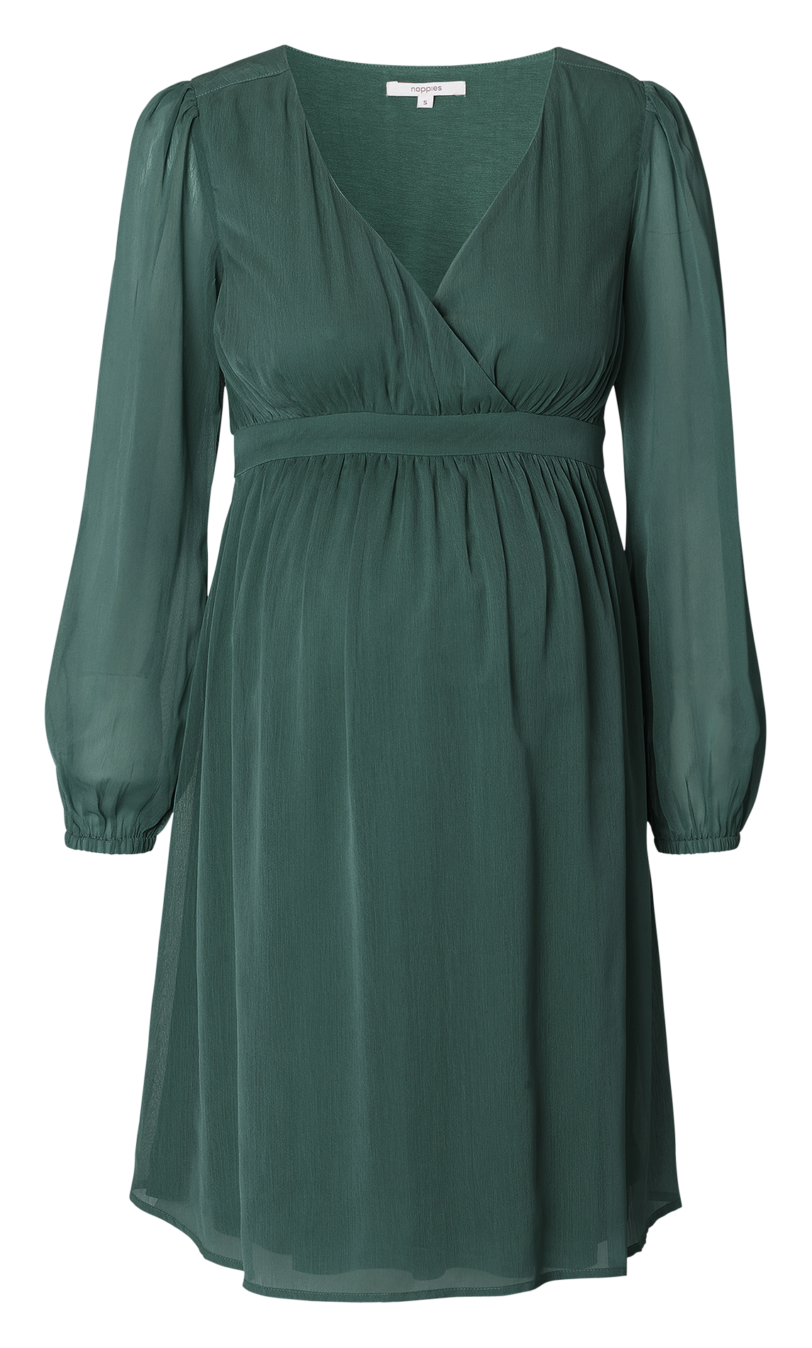 Short crepe wrapover-neck dress NOPPIES Green