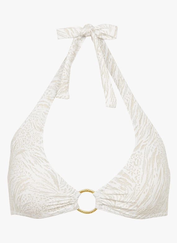Backini Thread Triangle bikini top with metallic thread White Livia - Women | Place ...