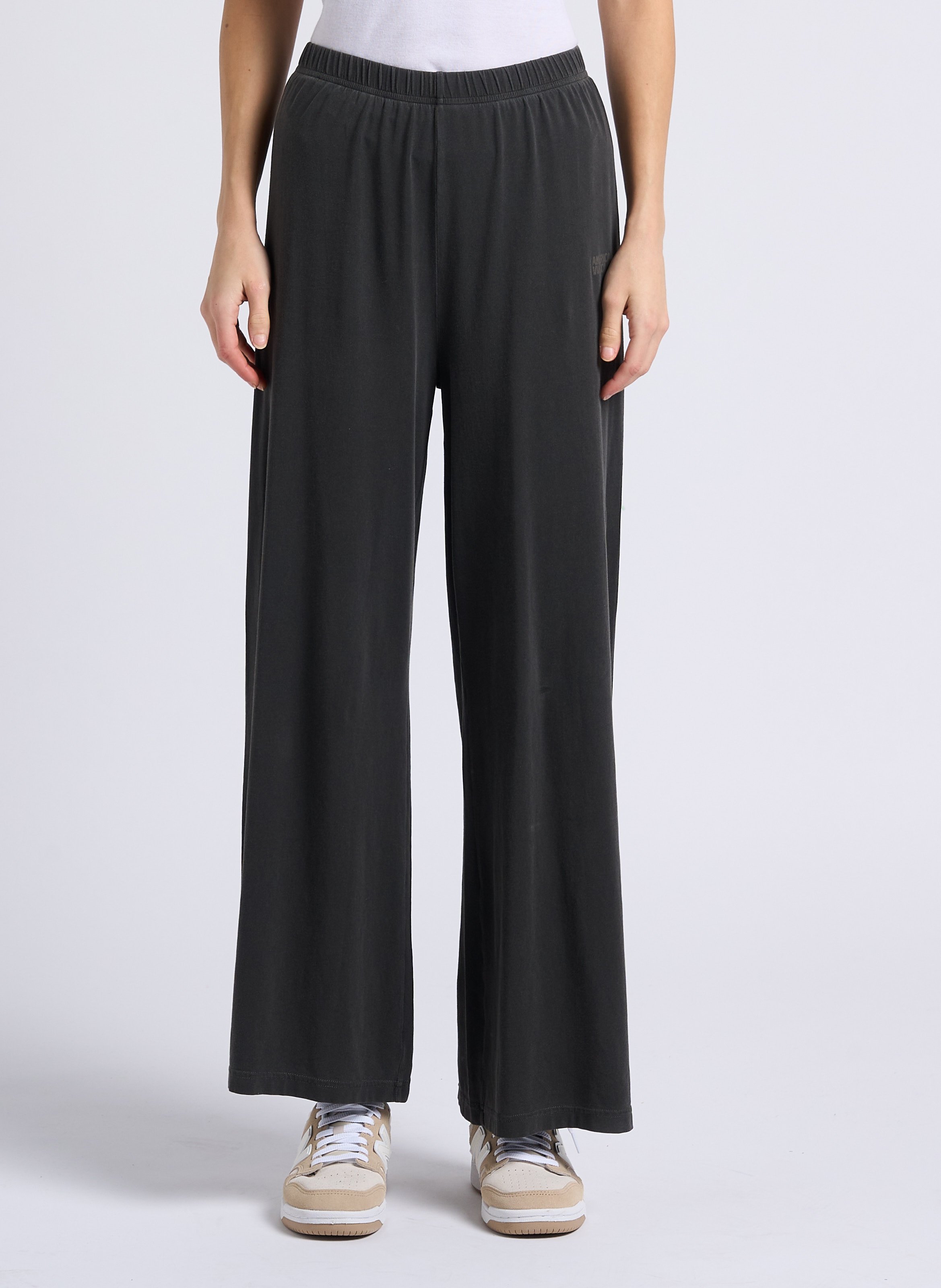 Wide-leg high-rise cotton-blend track pants AMERICAN VINTAGE Black