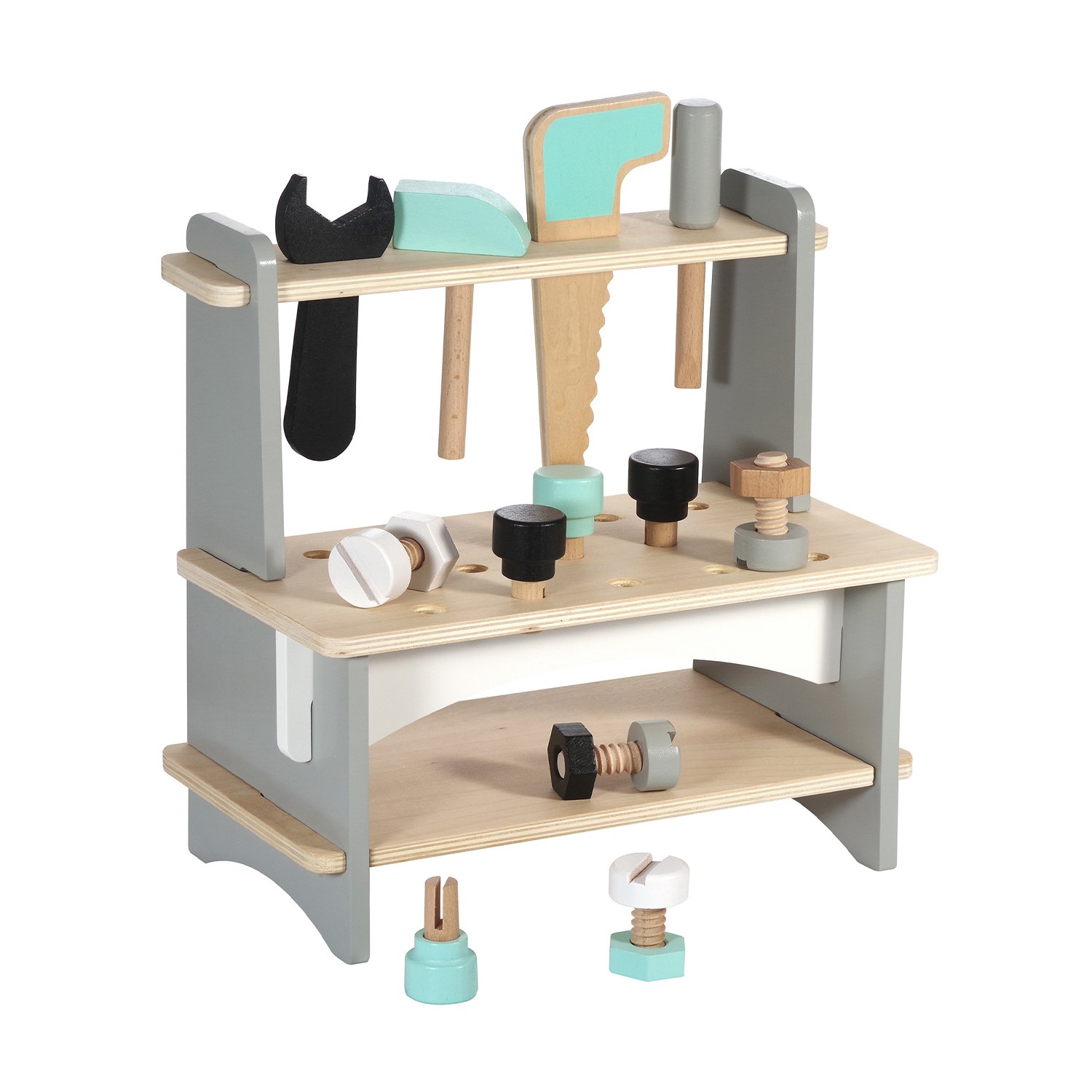 Wooden DIY workbench with tools KINDSGUT Blue