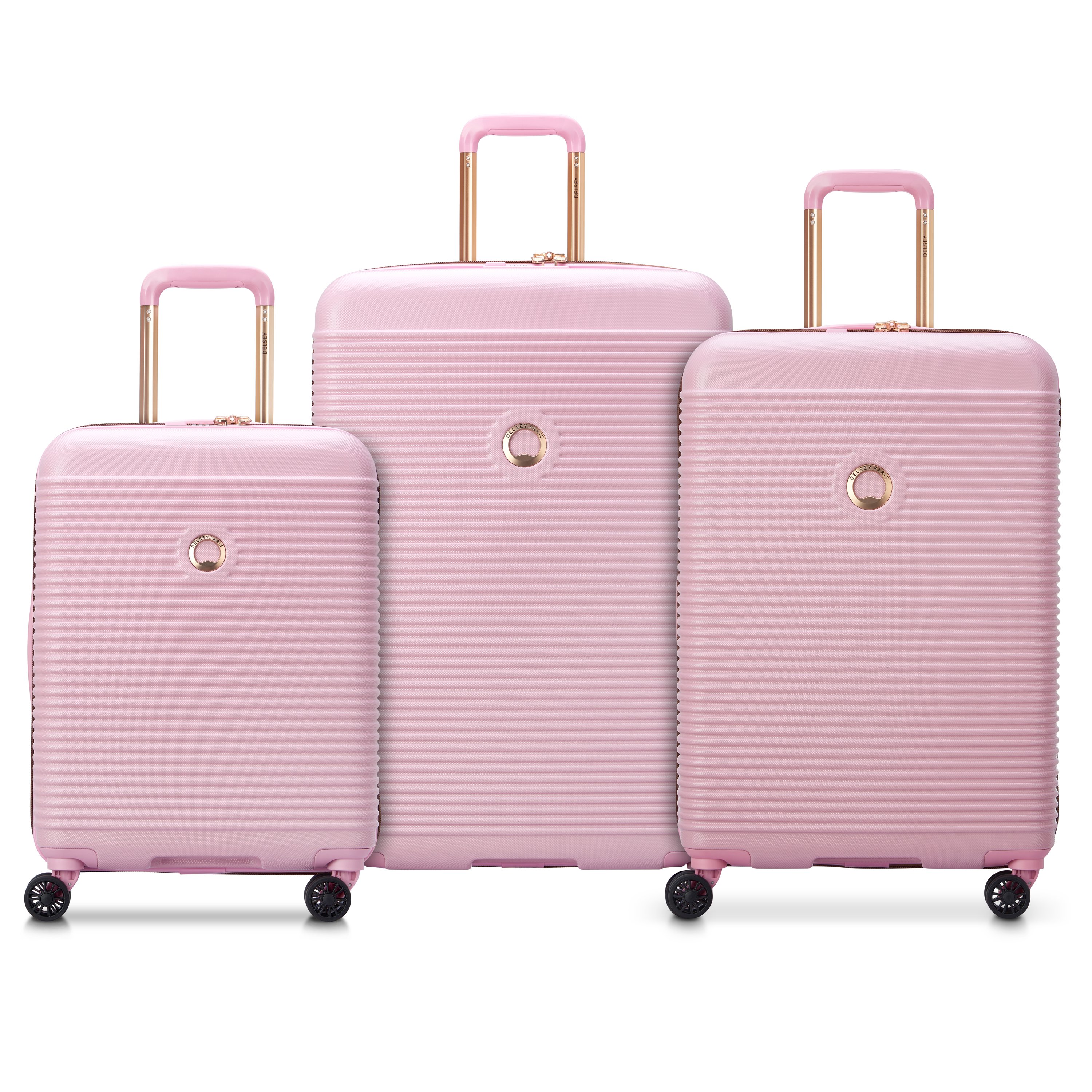 Set of 3 rigid suitcases 55 cm/ 66.5 cm/ 76 cm Pink