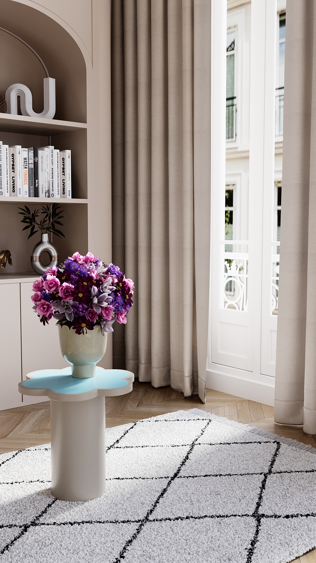 Flower side table POTIRON PARIS Blue