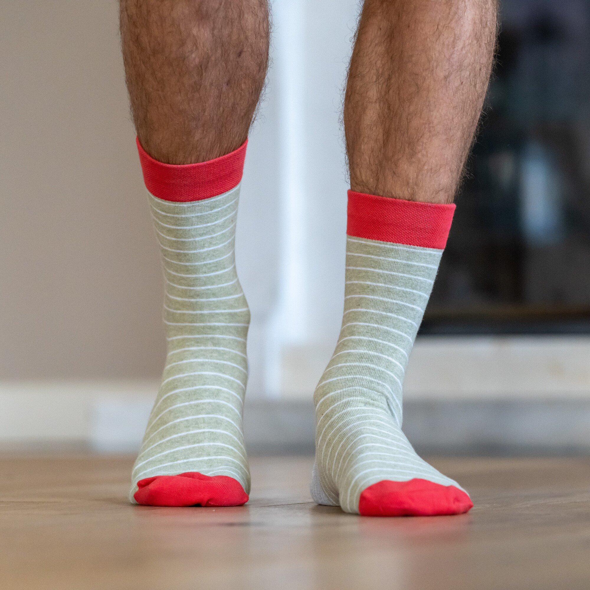 Fine Striped Combed Cotton Socks BILLYBELT Green