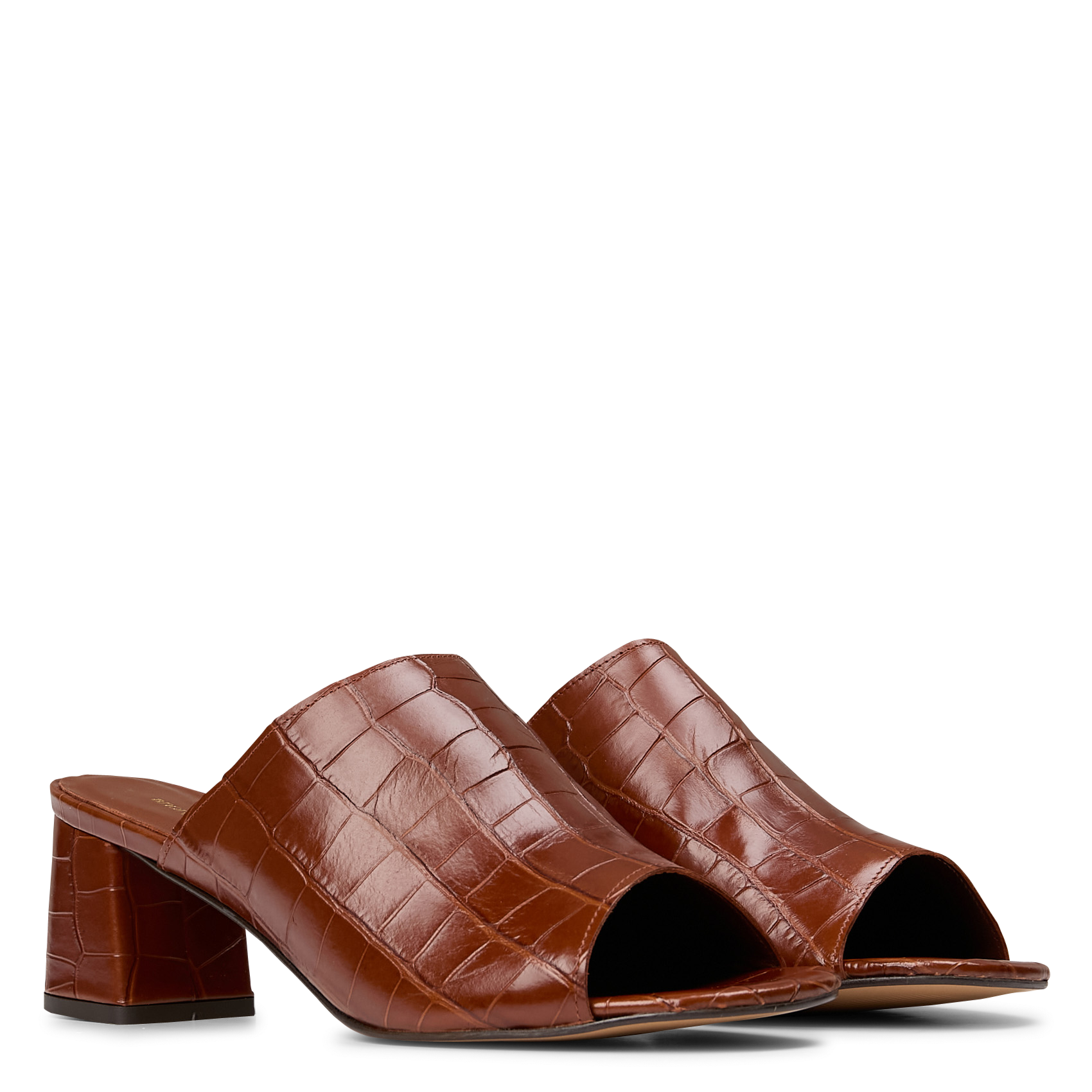 Sandales hautes en cuir croco ANONYMOUS COPENHAGEN Marron