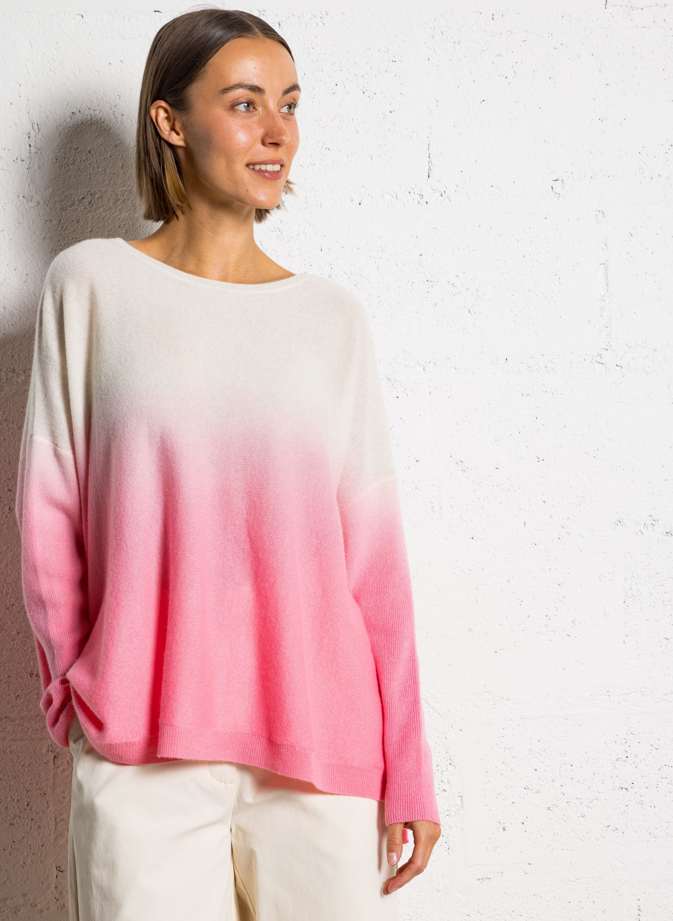 Oversized cashmere printed sweater KUJTEN Pink