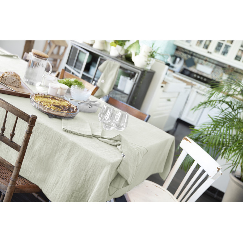 Cotton gauze tablecloth L'EFFET PAPILLON Green