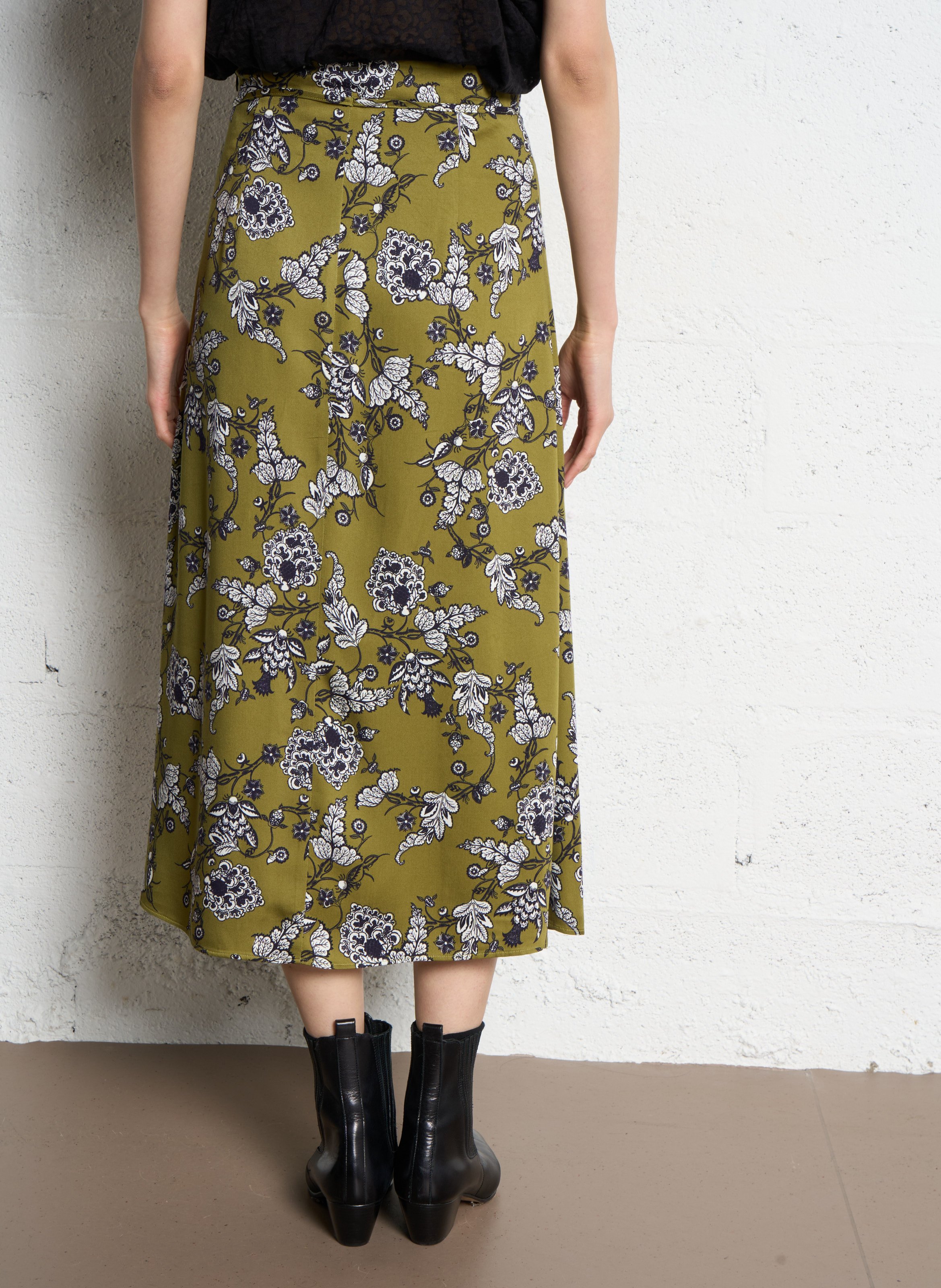 Anel - Bedruckter Midirock IKKS Grun