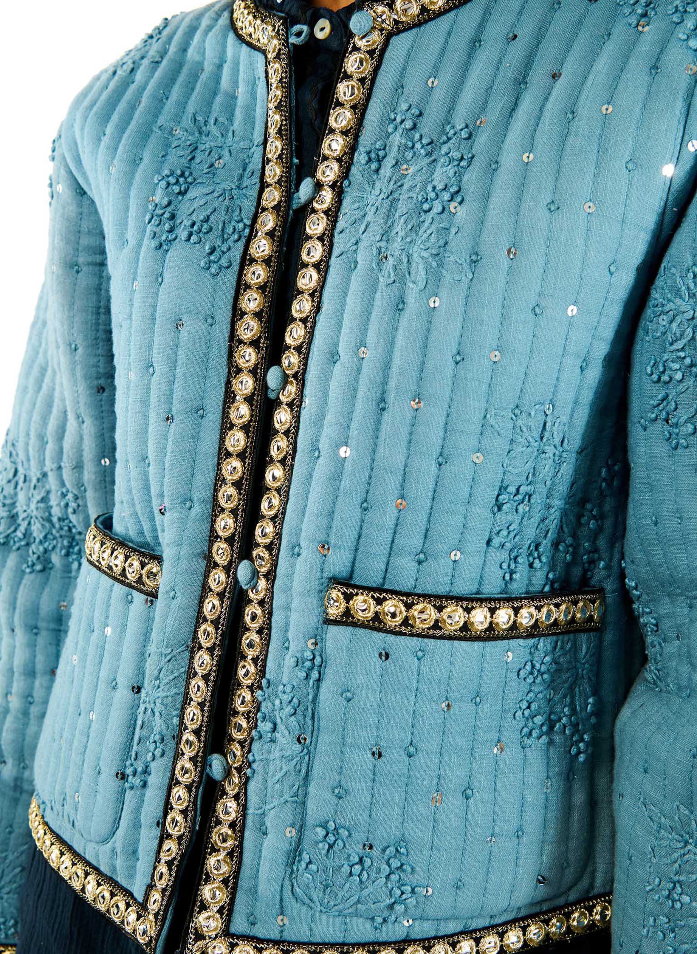 Straight cotton jacket WILD Blue