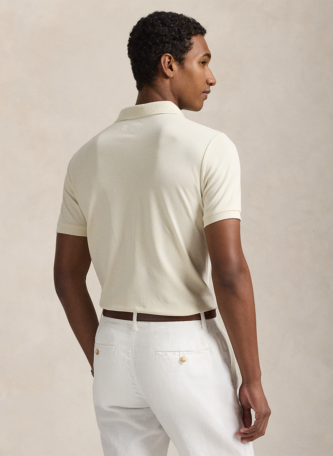Slim-fit cotton-blend polo shirt POLO RALPH LAUREN Beige