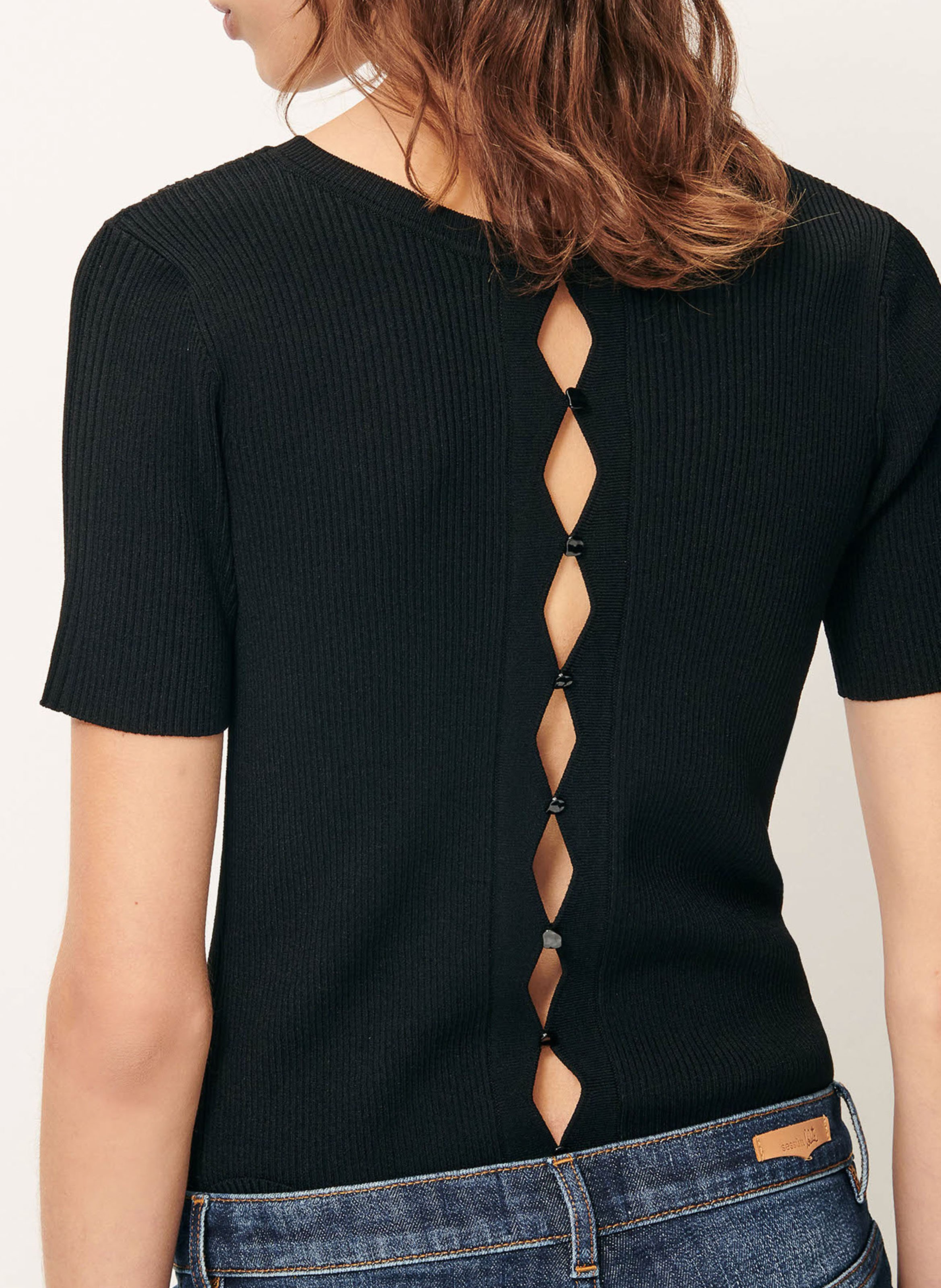 Fitted round neck sweater SESSUN Black