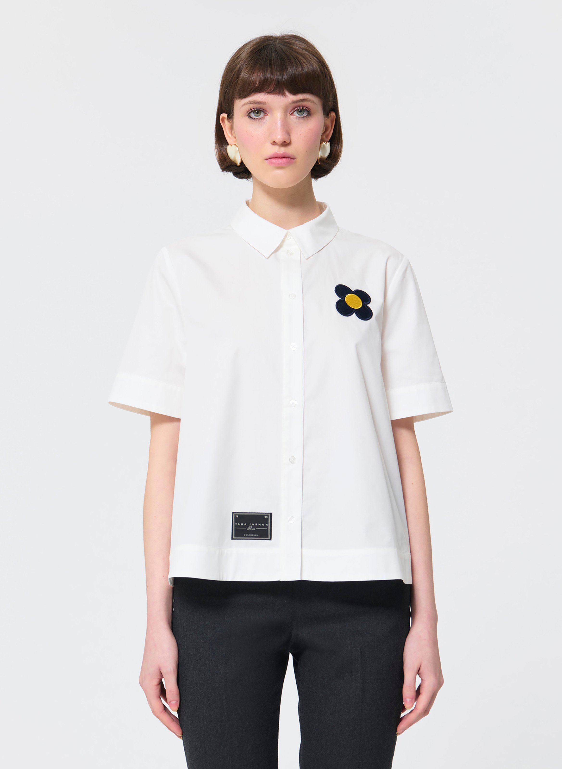 Straight shirt with embroidered buttons TARA JARMON White