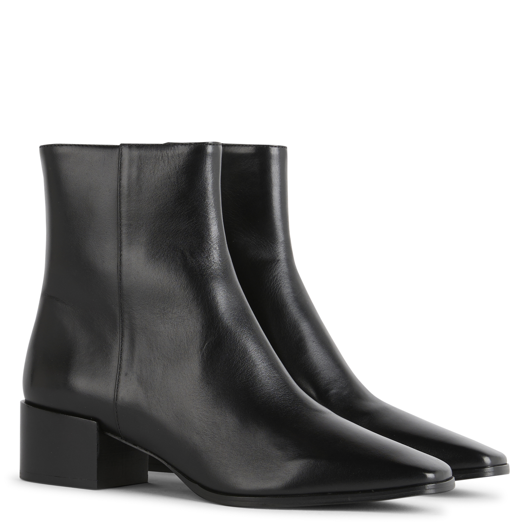 Bottines à petits talons en cuir RIVECOUR Noir