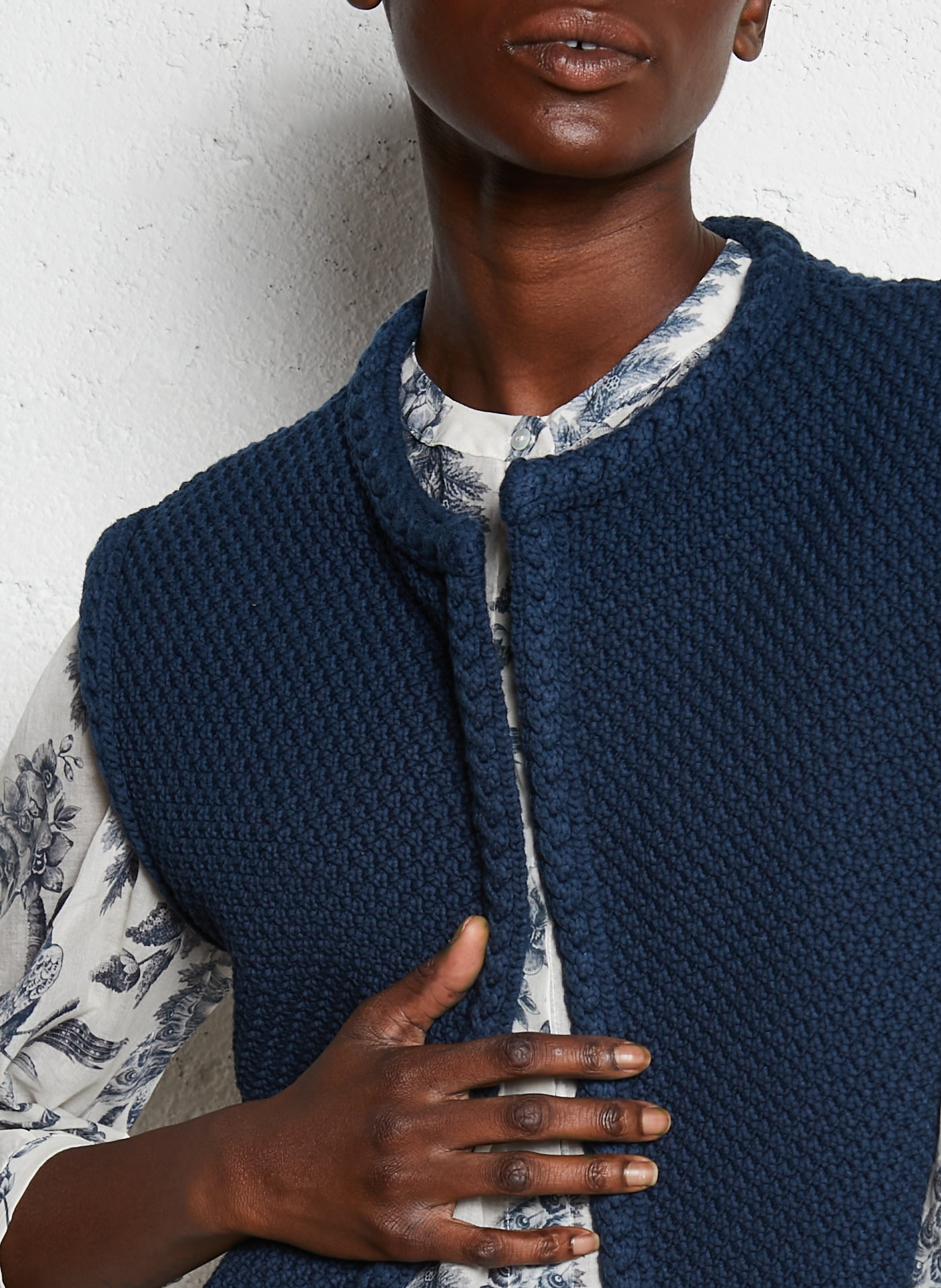 Gilet tressé sans manches uni MAISON 123 Violet