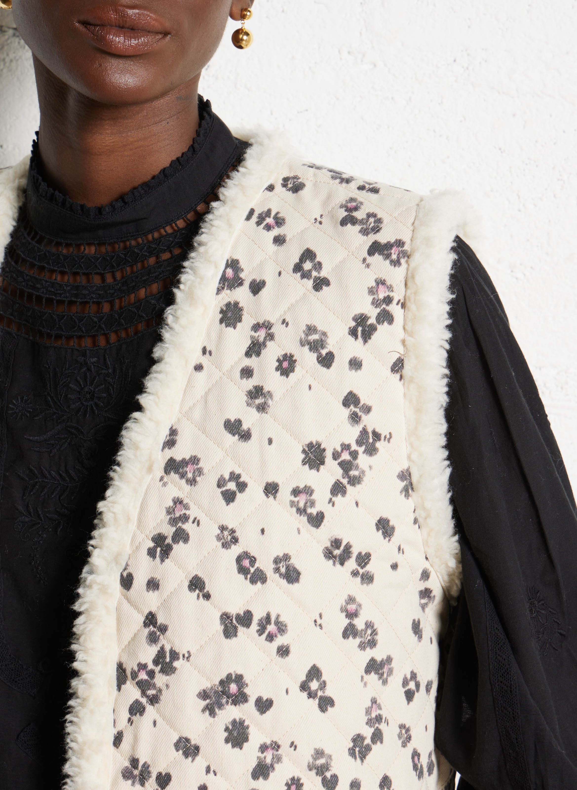 Katoenen jasje met ronde hals DES PETITS HAUTS Wit