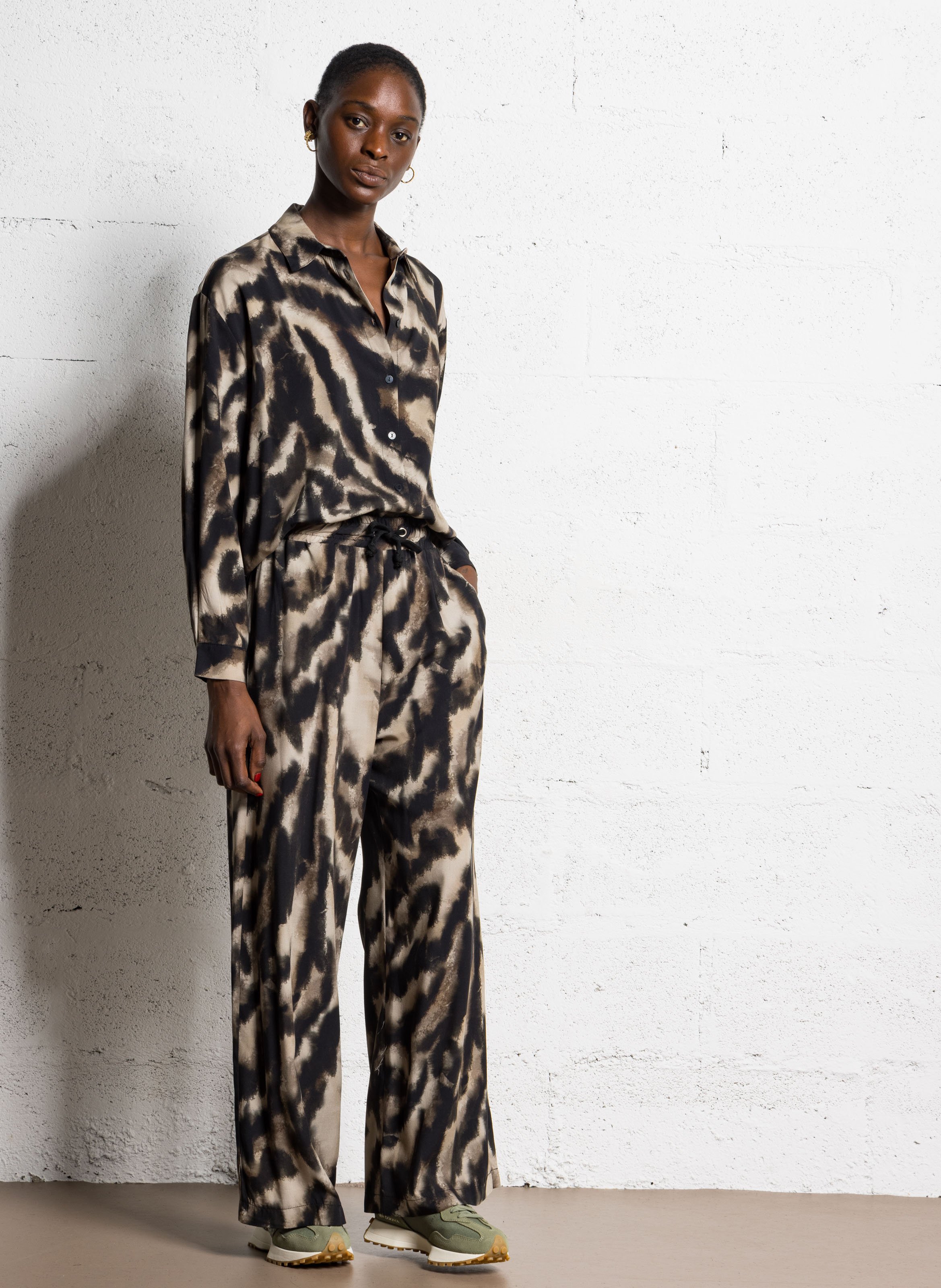 Chemise oversize col classique fluide PLEASE Beige