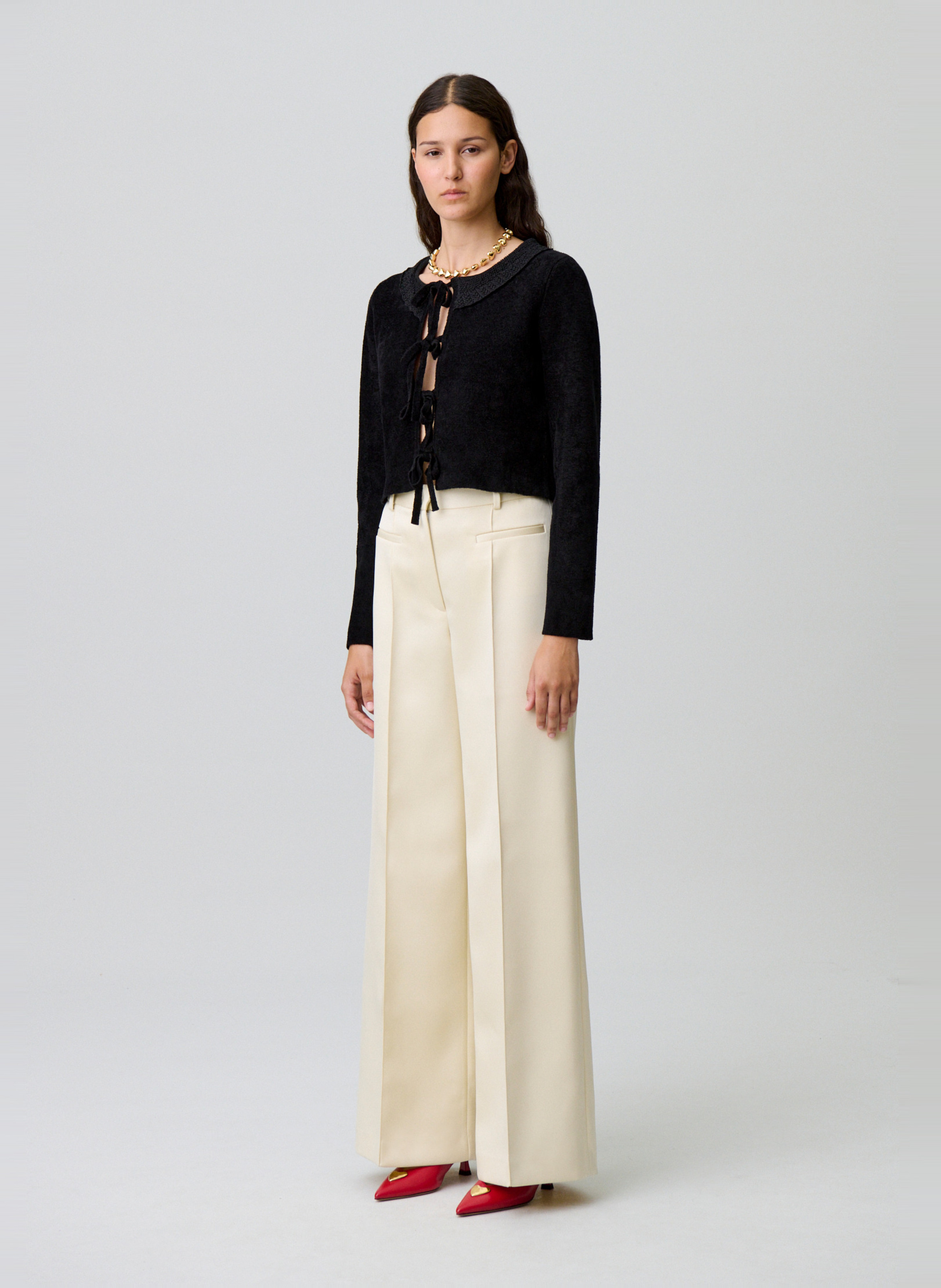 High-waisted tailored straight-leg pants CLAUDIE PIERLOT White